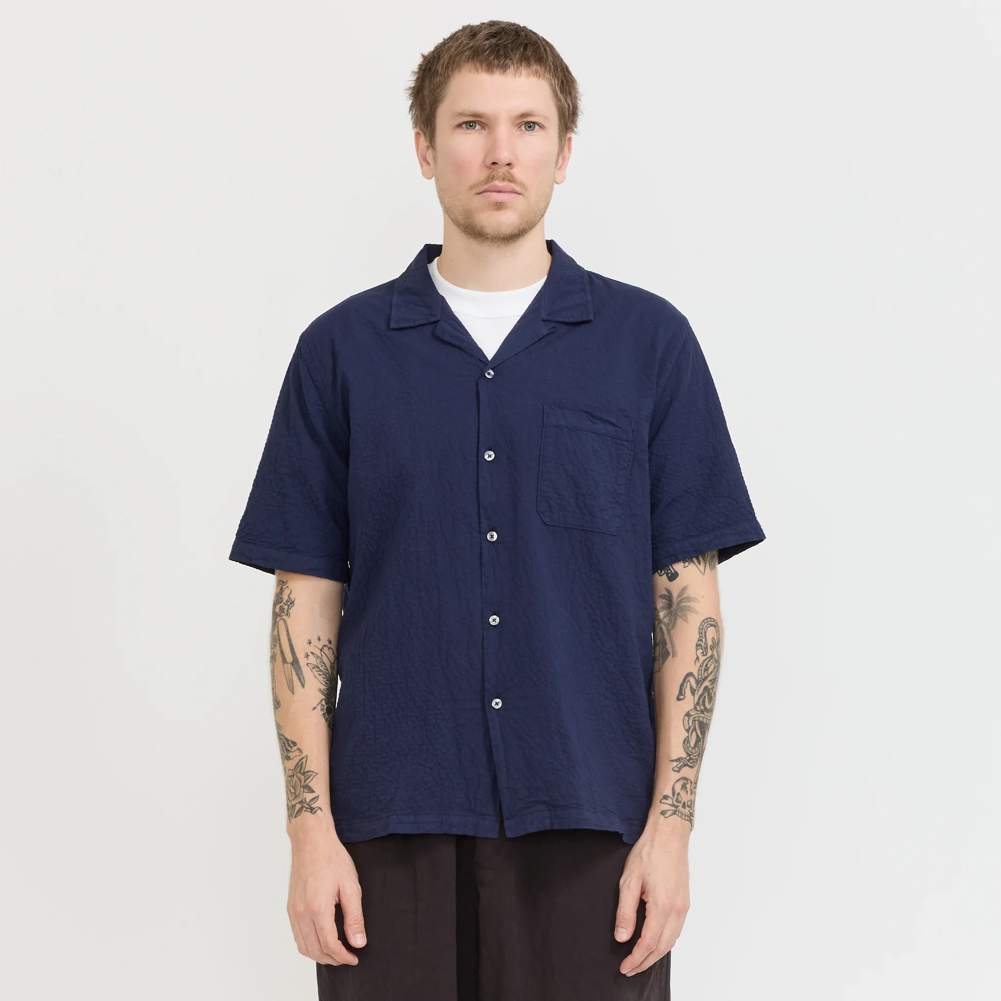 Road Shirt Navy Seersucker - Image 6