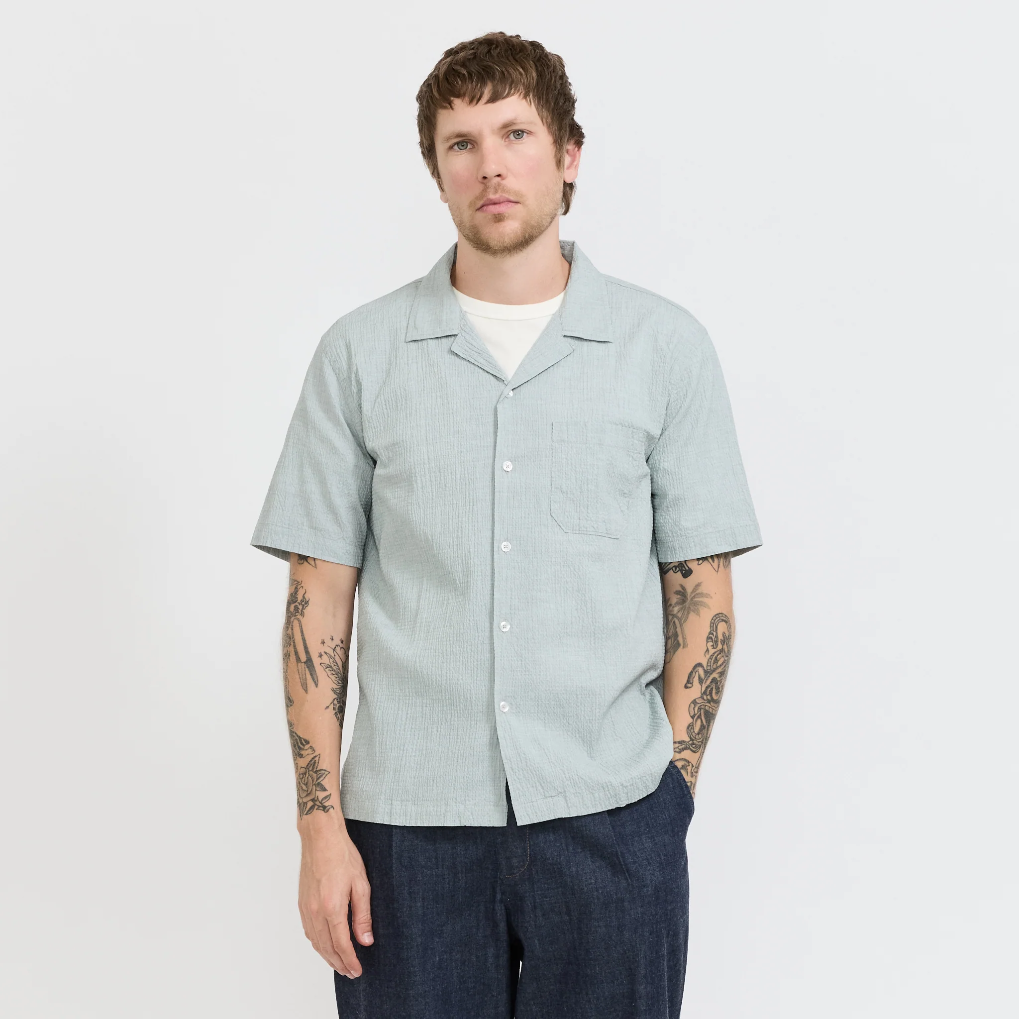Road Shirt Seersucker Green