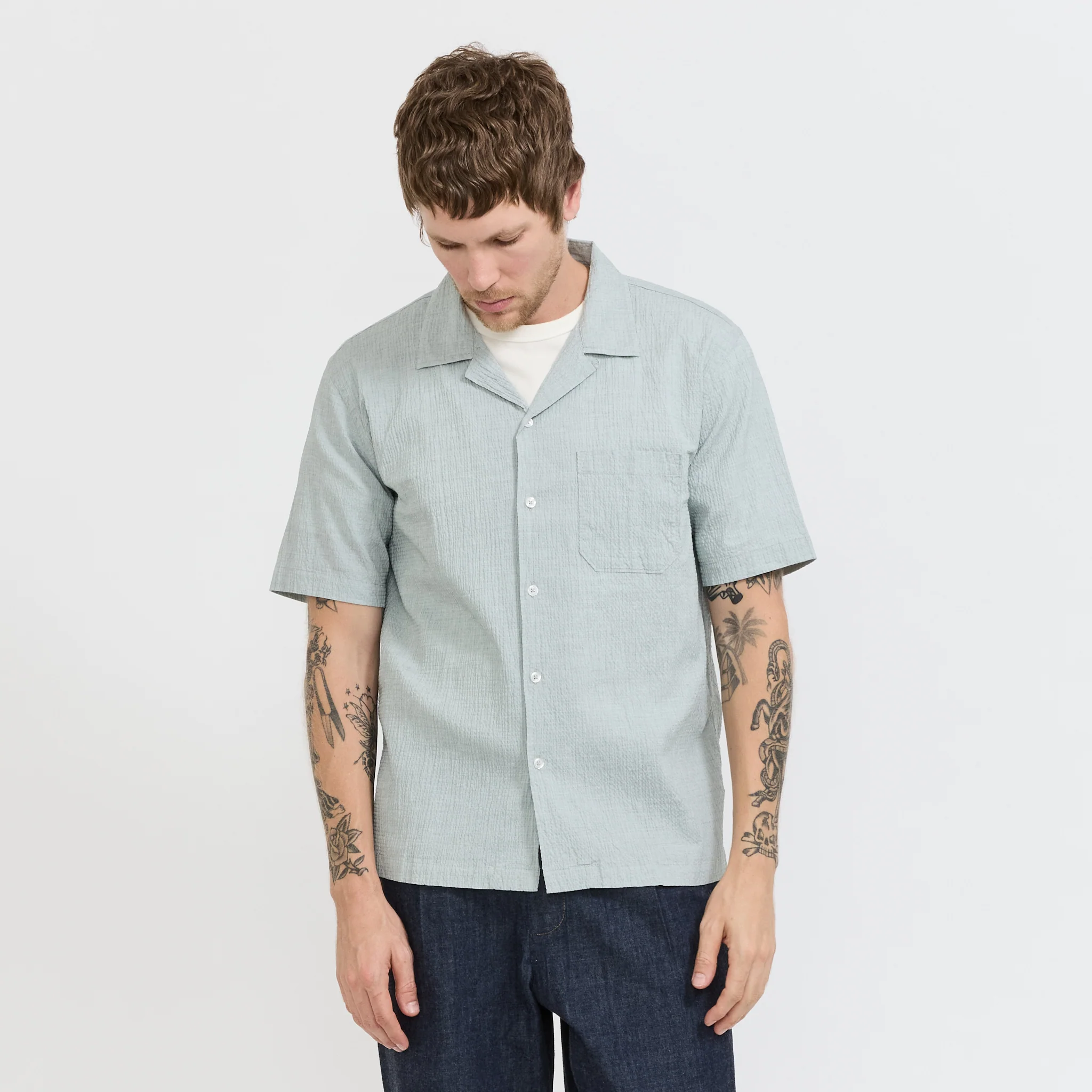 Road Shirt Seersucker Green - Image 2