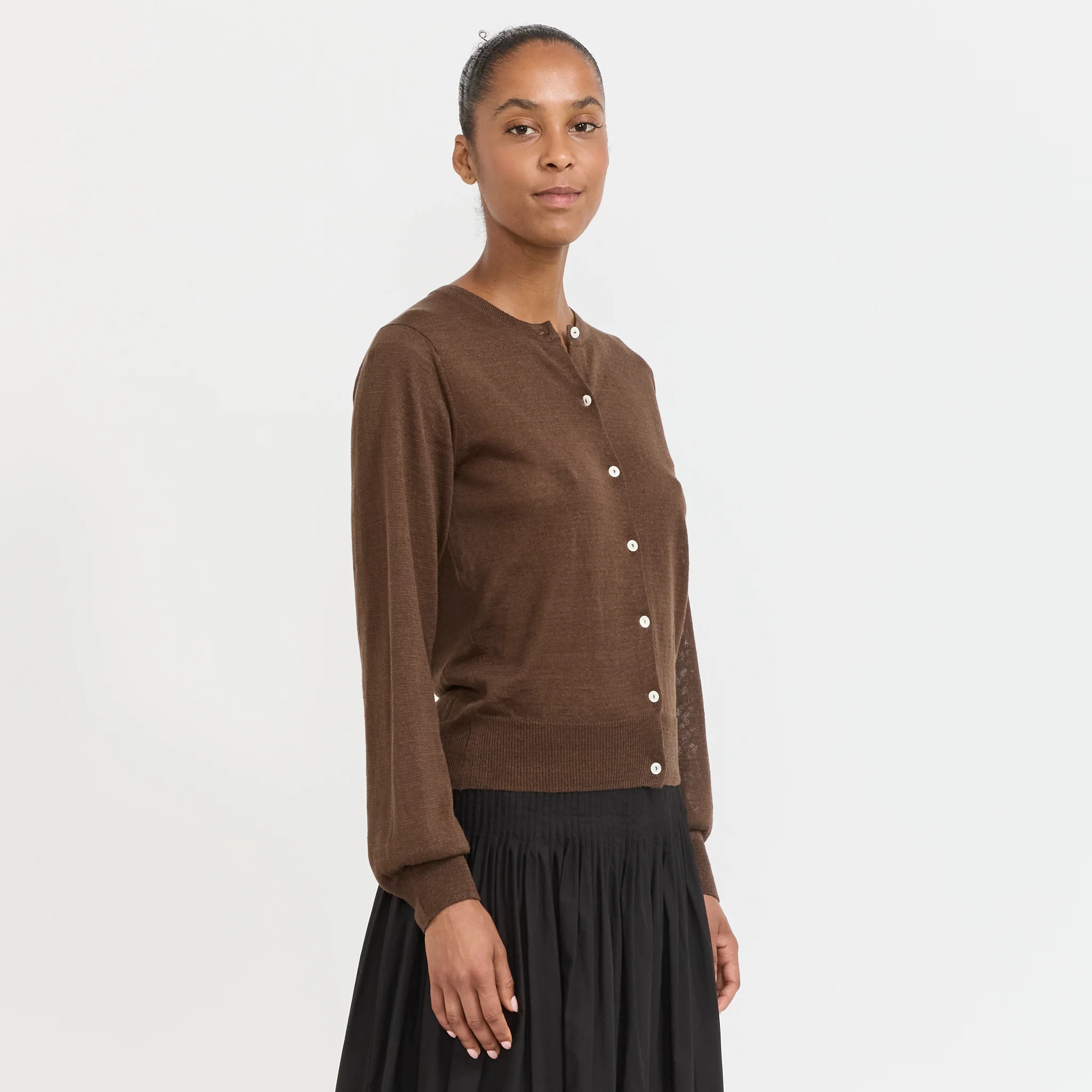Rola Linen Cardigan Brown - Image 3