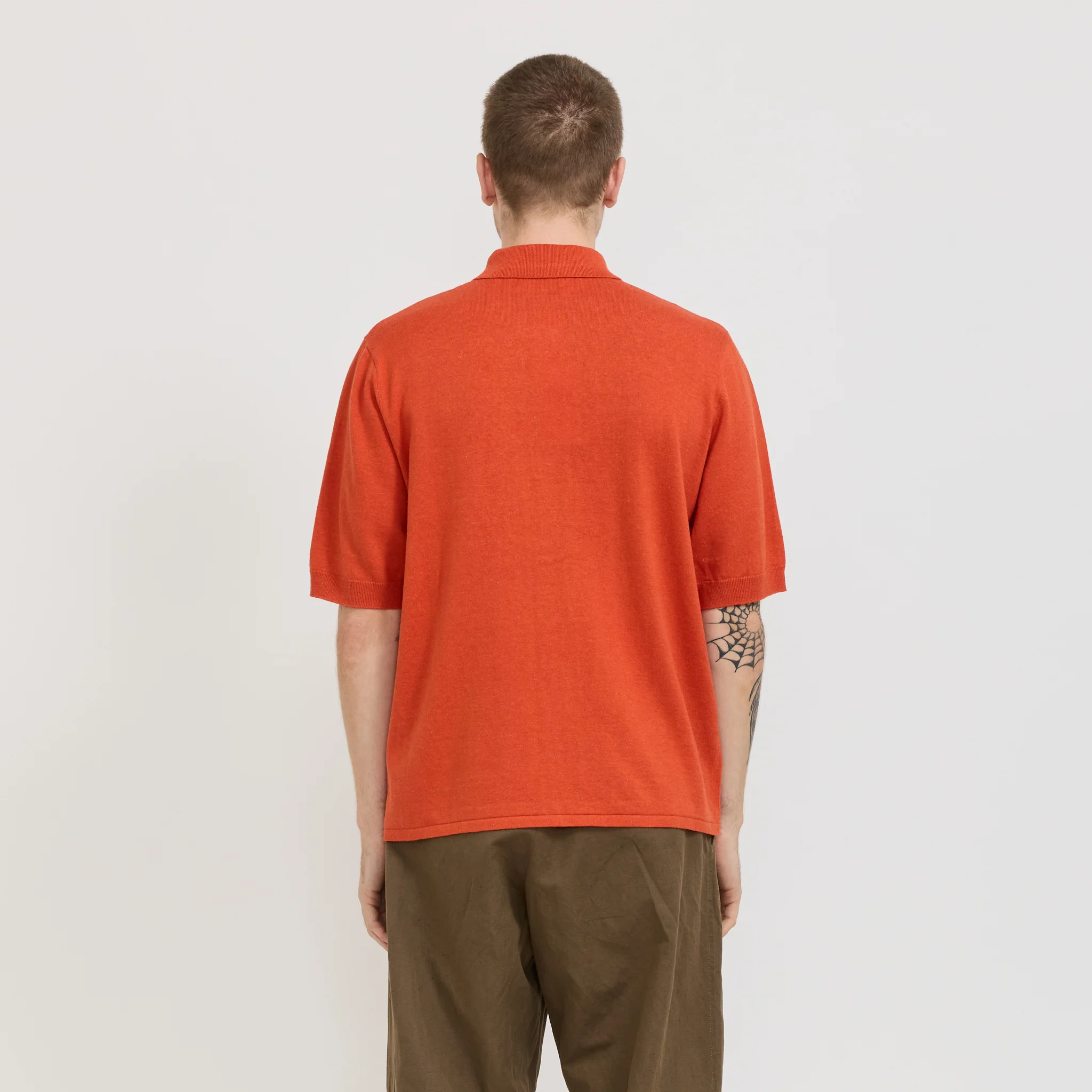 Rollo Cotton Linen SS Shirt Blood Orange - Image 4