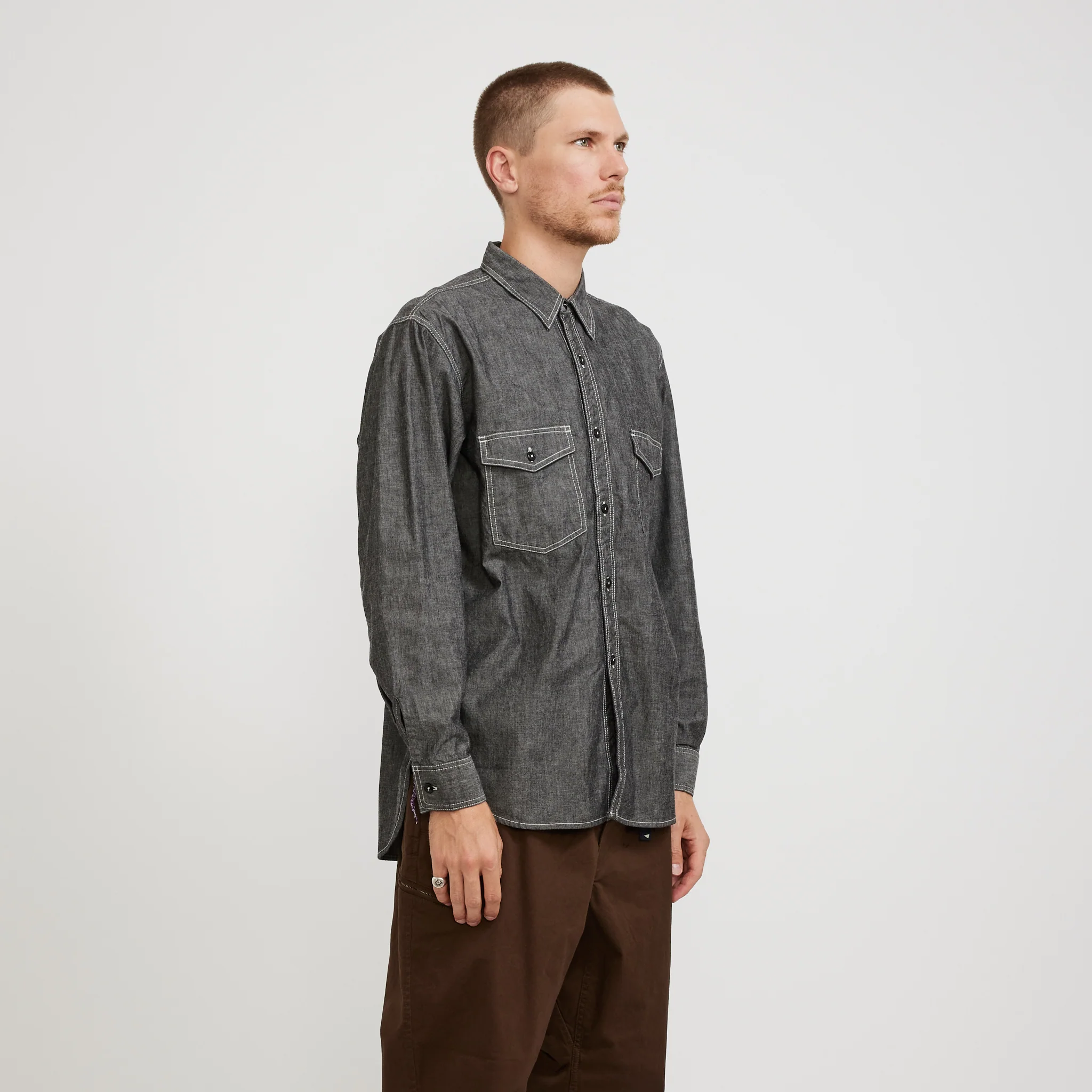 Rucker Chambray Shirt Black - Image 3