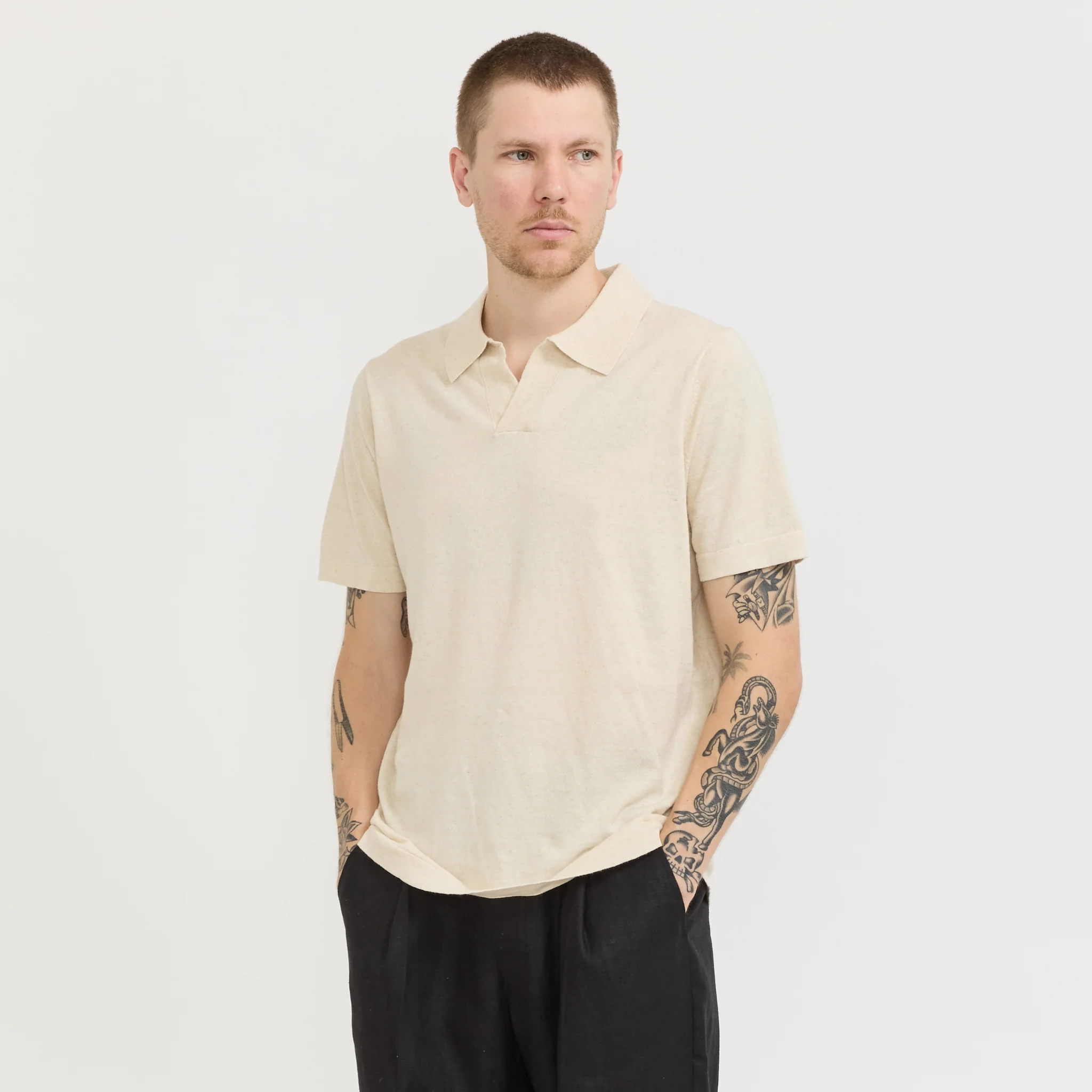 Ryan Knitted Polo Oat