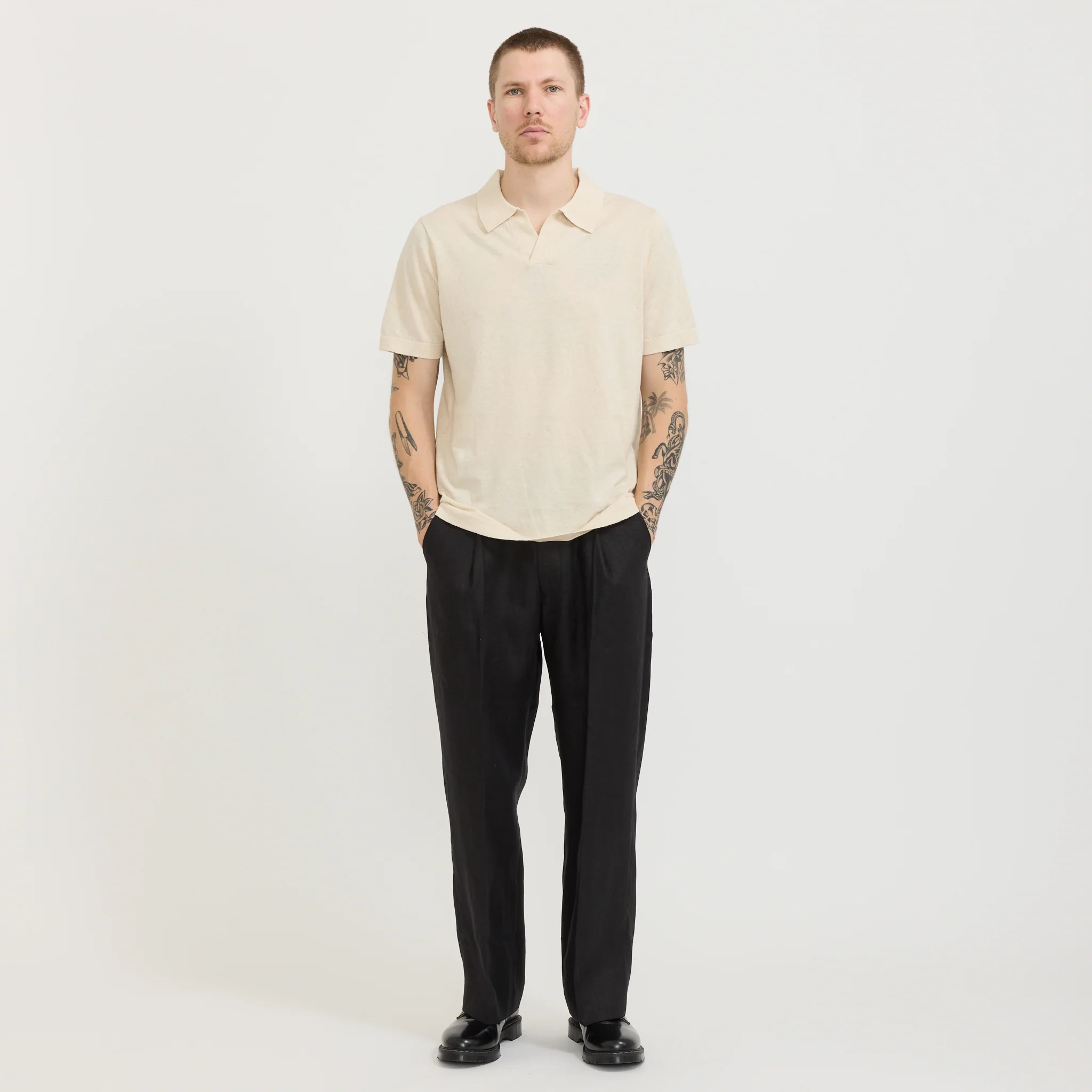 Ryan Knitted Polo Oat - Image 2