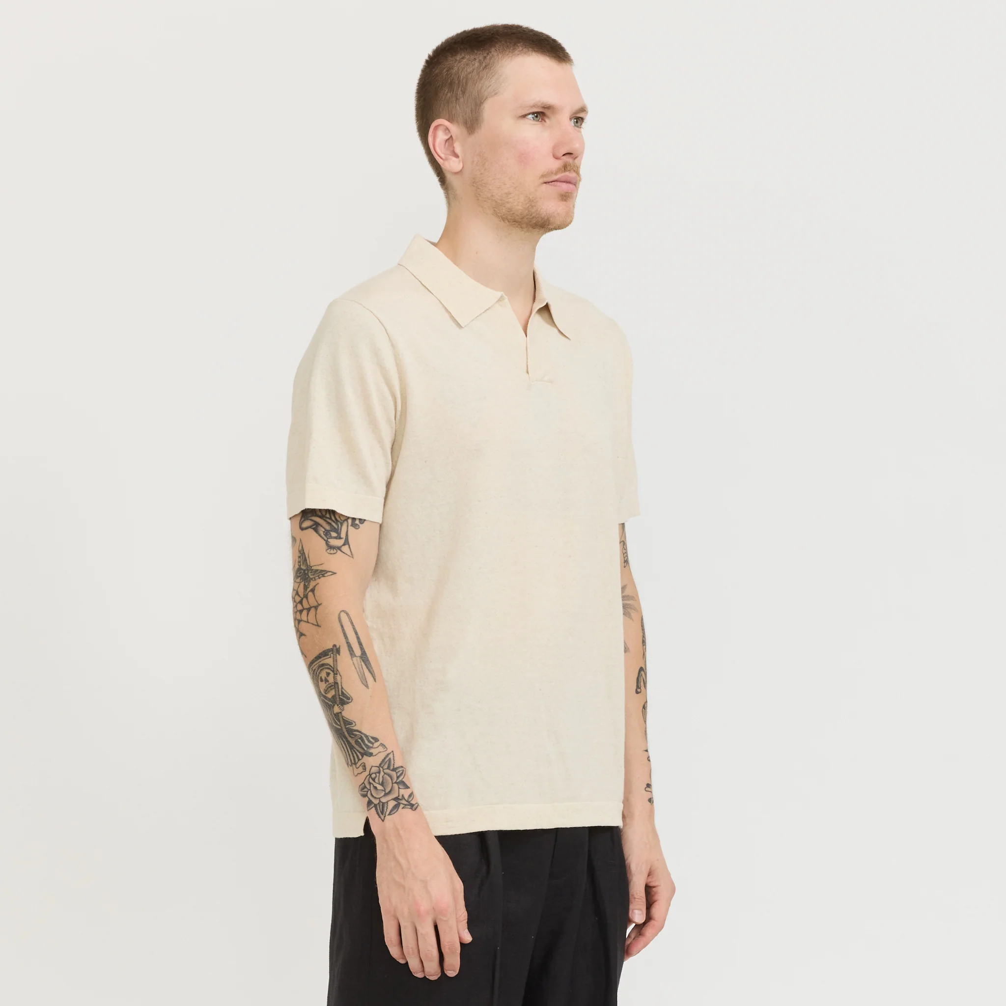 Ryan Knitted Polo Oat - Image 3