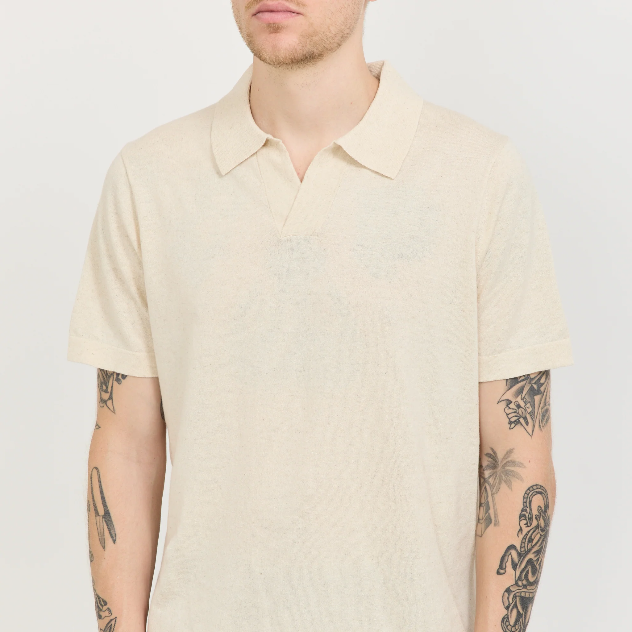 Ryan Knitted Polo Oat - Image 5