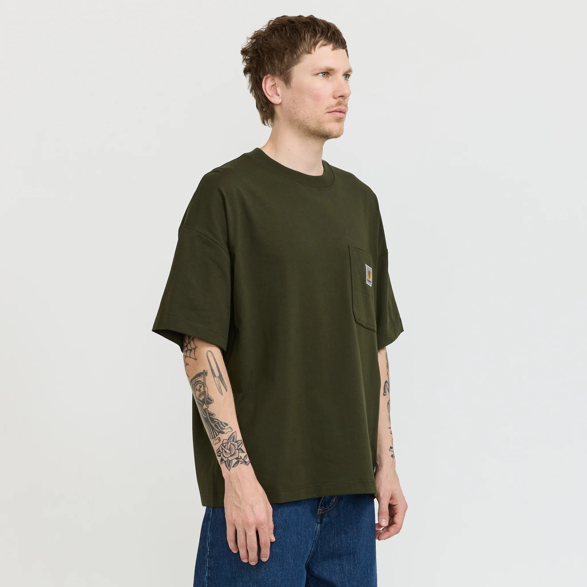 S/S Work Pocket T-Shirt Olive - Image 3