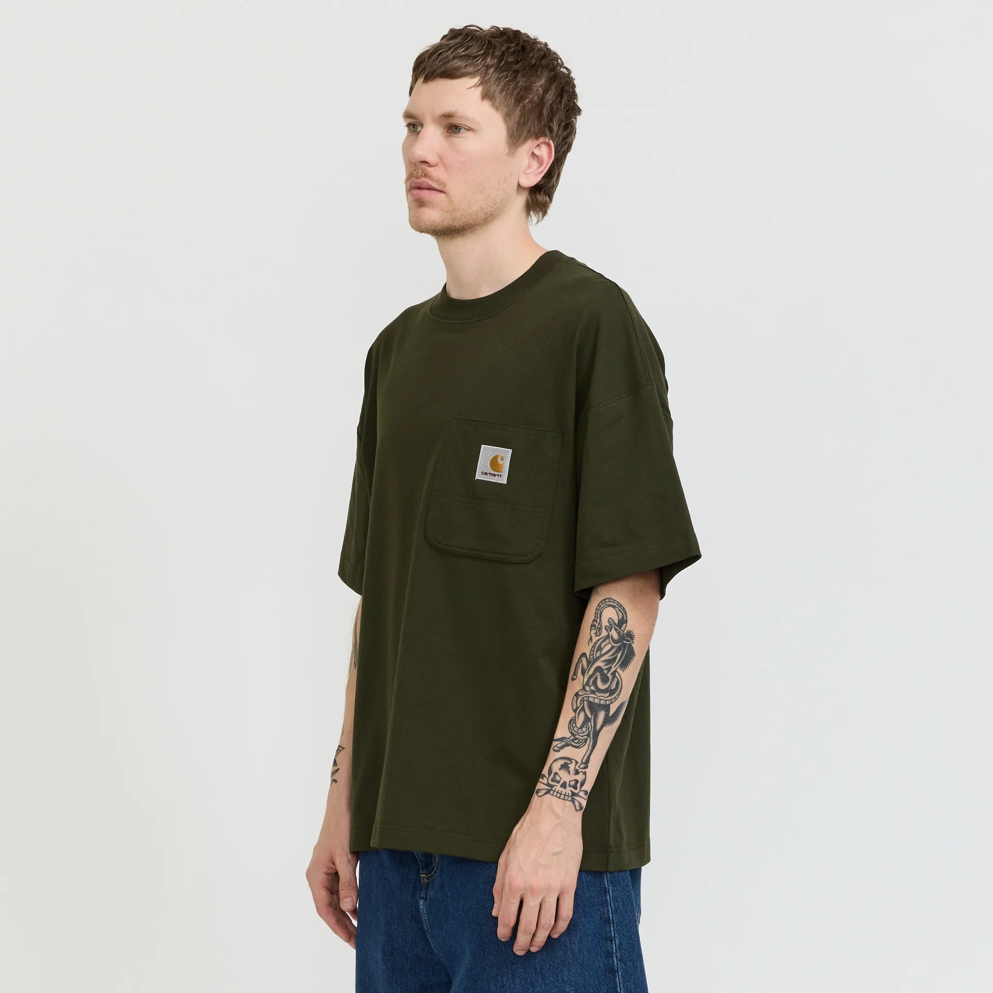 S/S Work Pocket T-Shirt Olive - Image 6