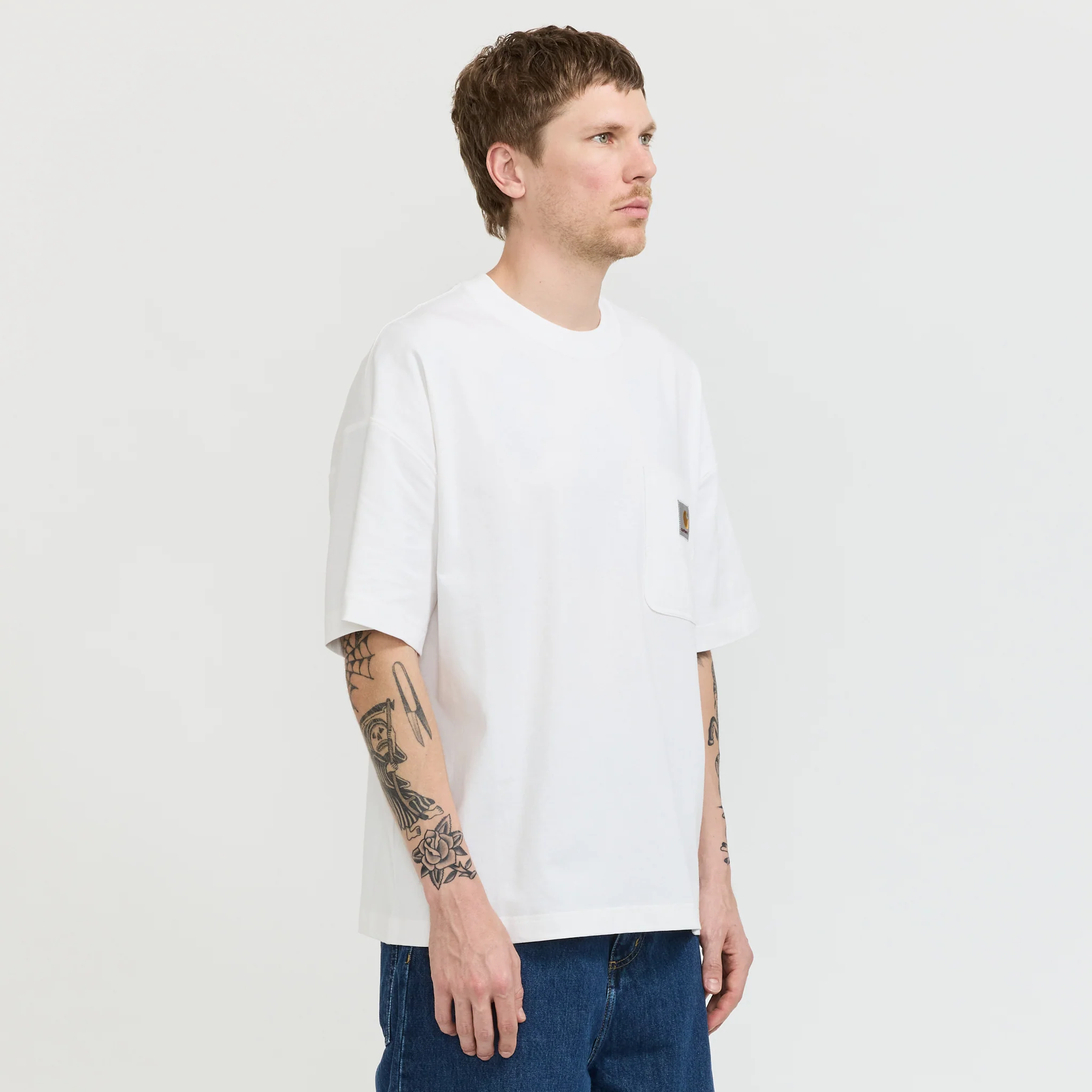 S/S Work Pocket T-Shirt White - Image 3