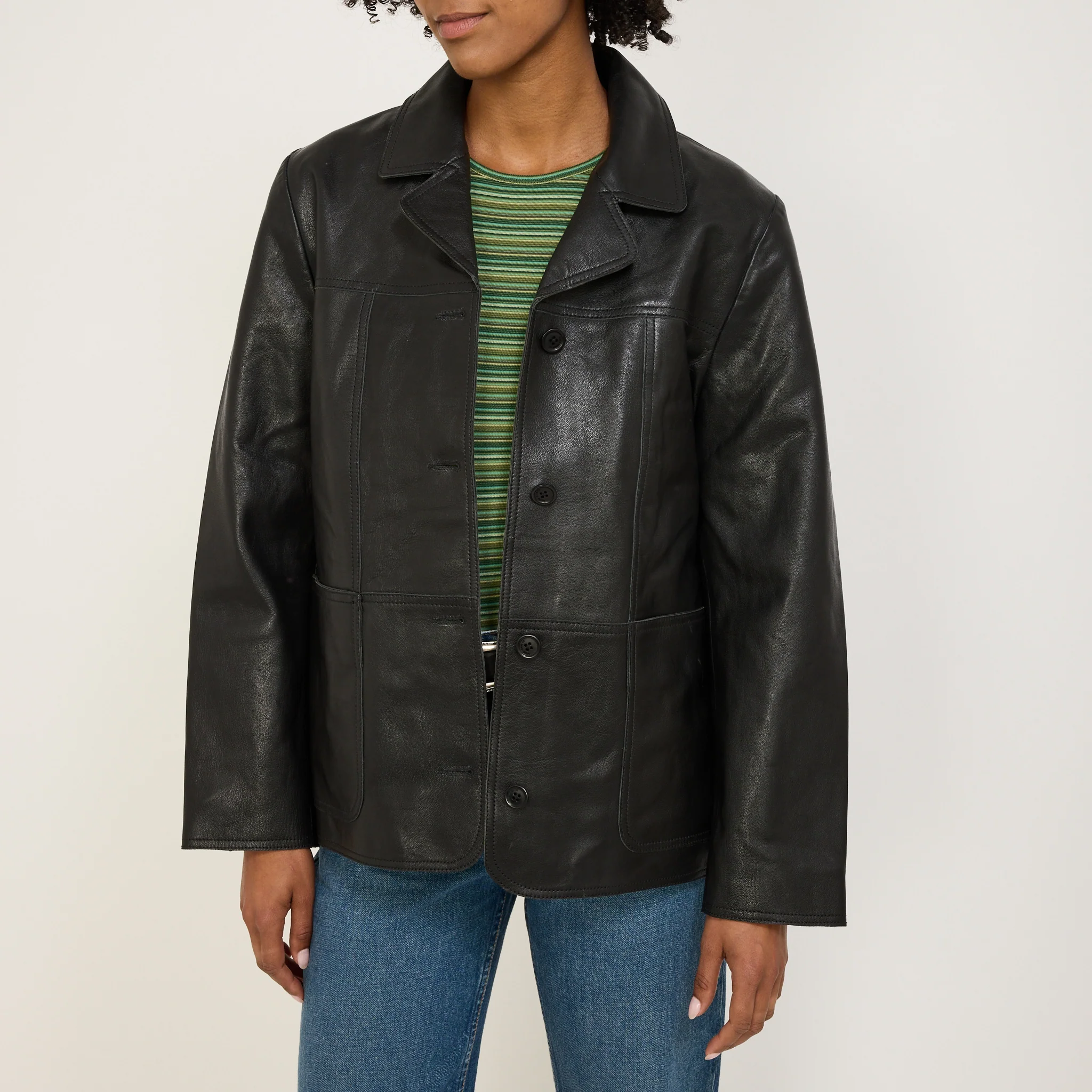 Saga Leather Blazer Black - Image 5