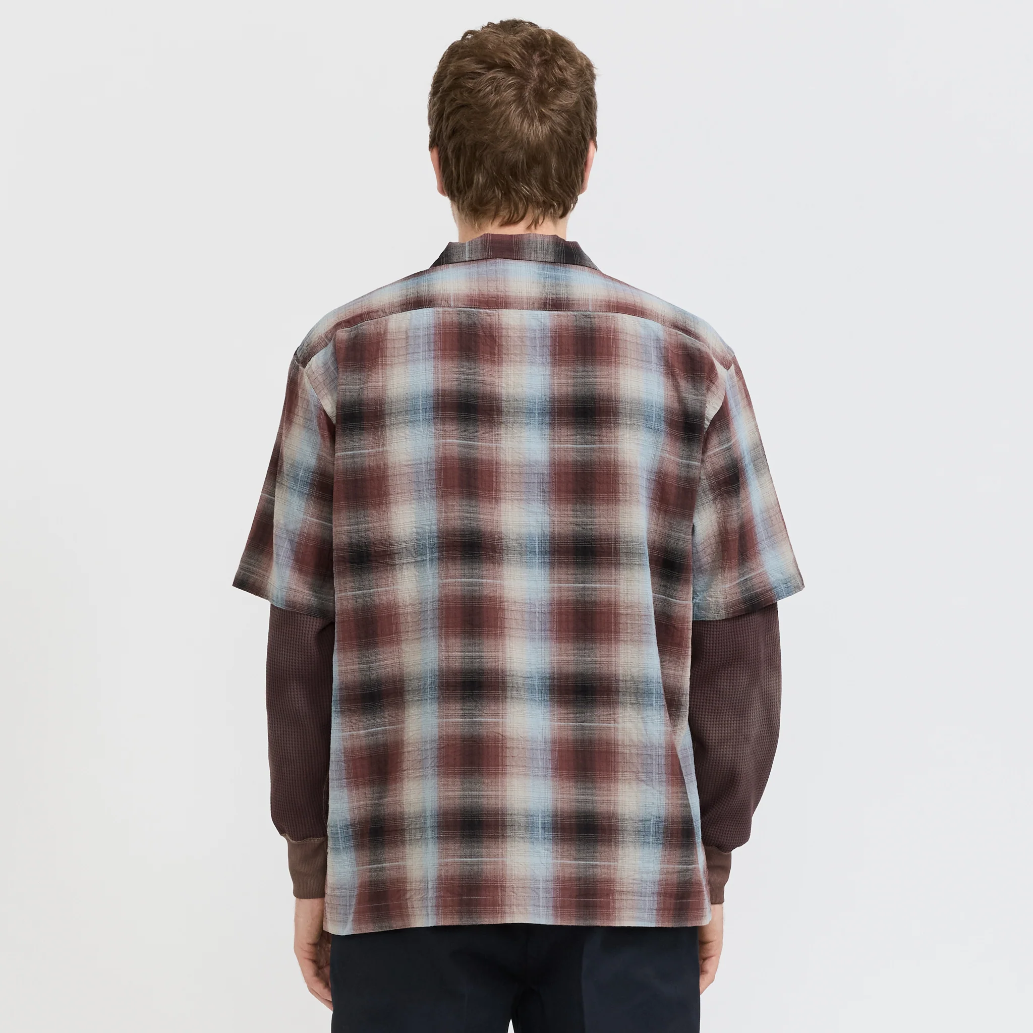 Sam Dobby Ombre Short Sleeve Shirt Brown - Image 4