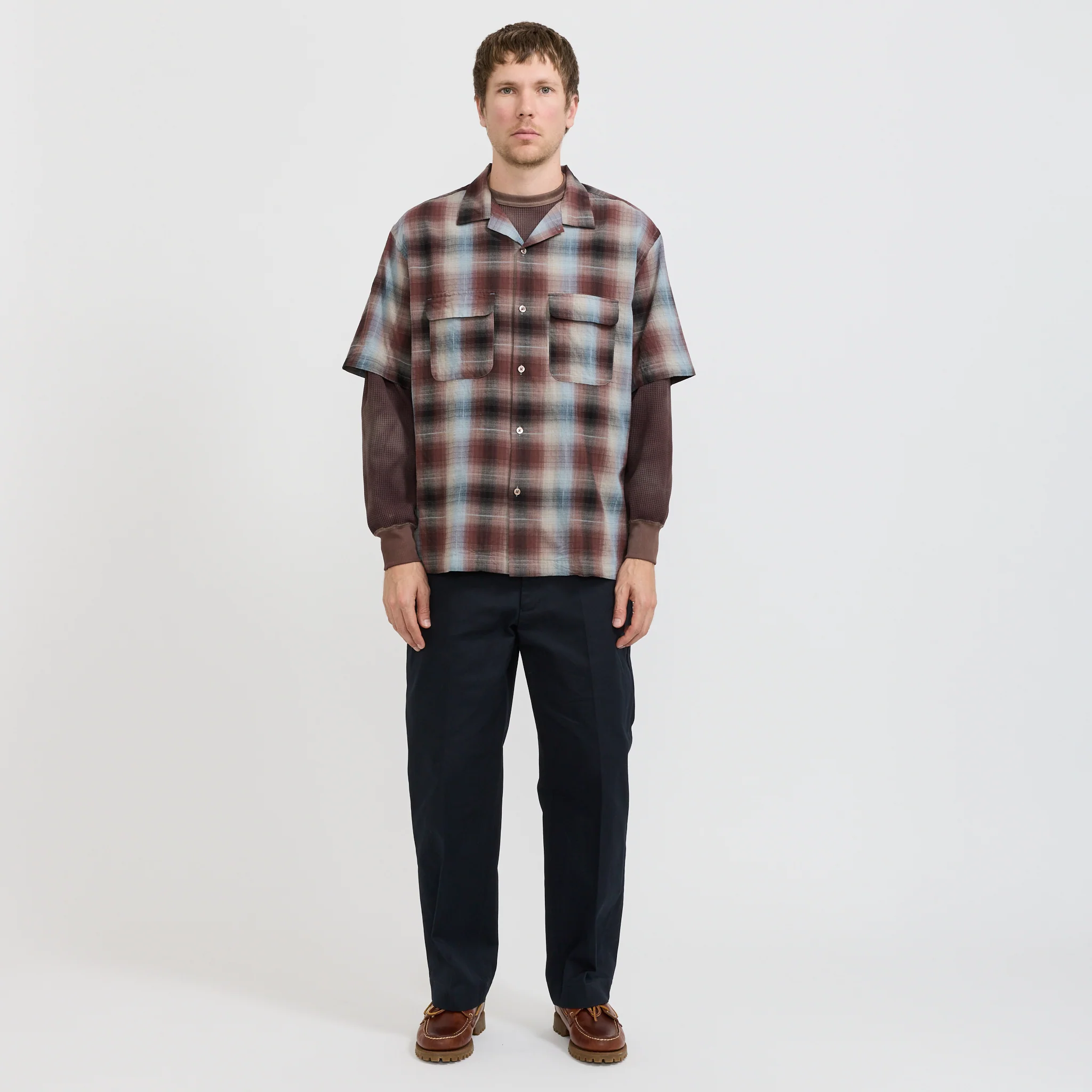Sam Dobby Ombre Short Sleeve Shirt Brown - Image 6