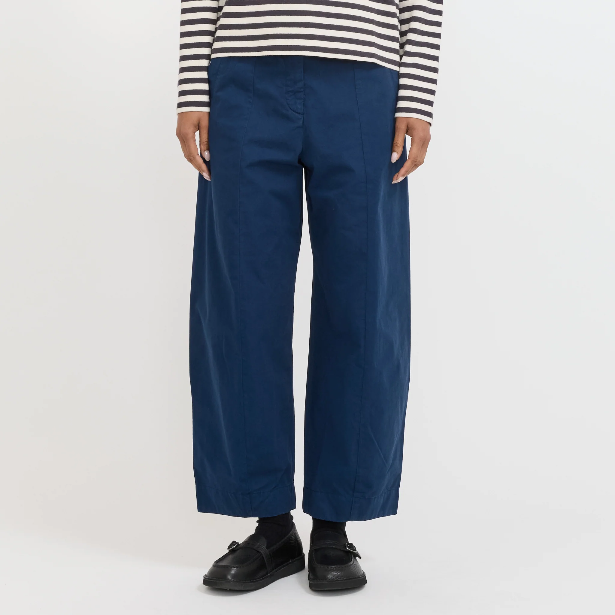 Sculpted Organic Cotton Twill Trousers Mid Blue