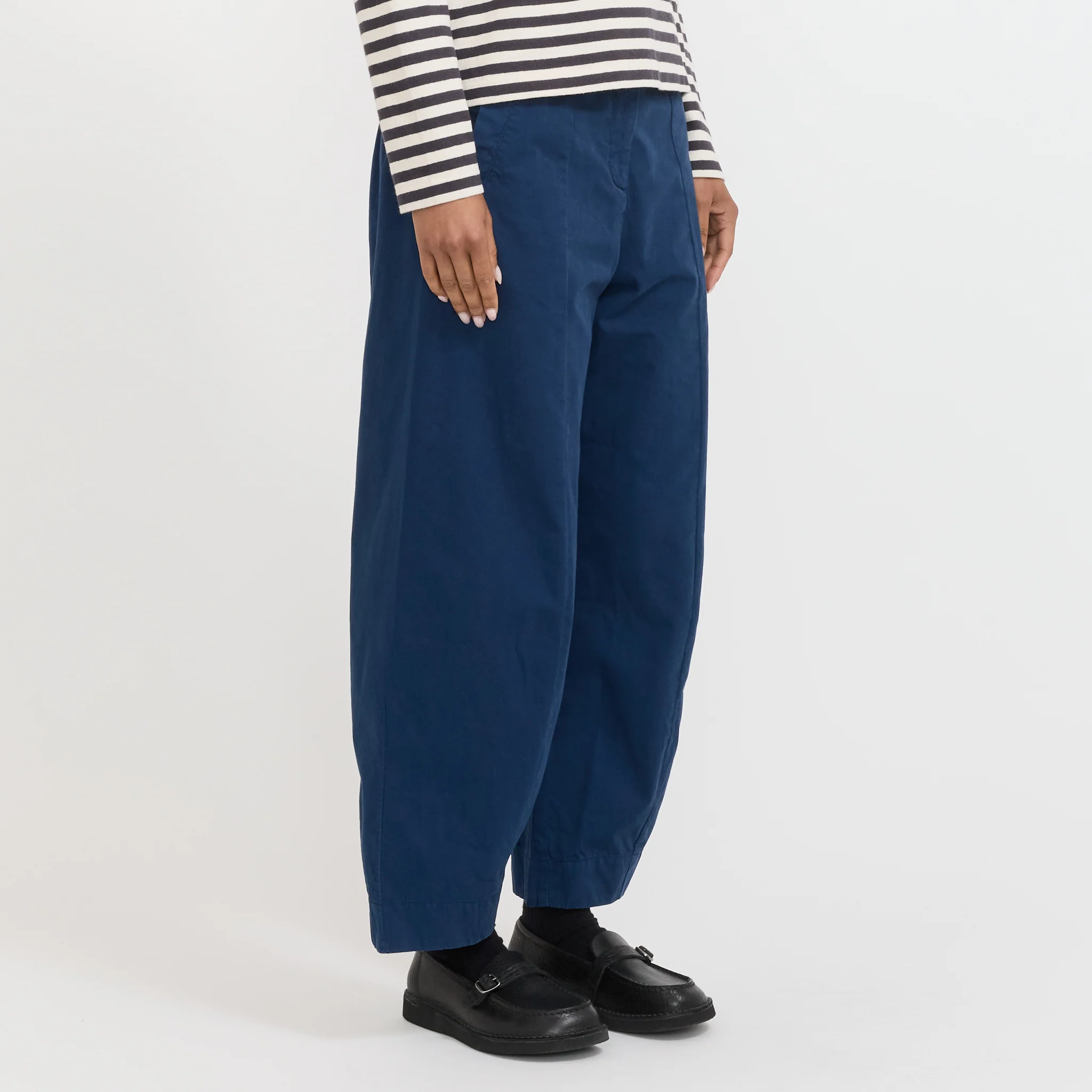 Sculpted Organic Cotton Twill Trousers Mid Blue - Image 3