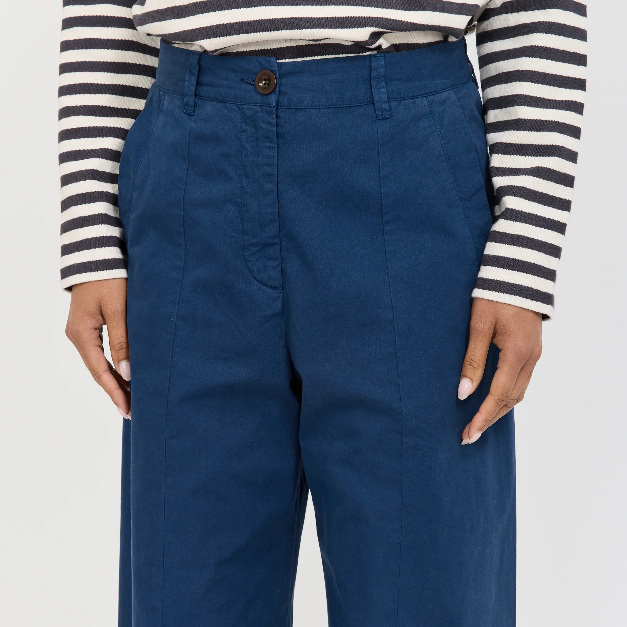 Sculpted Organic Cotton Twill Trousers Mid Blue - Image 5