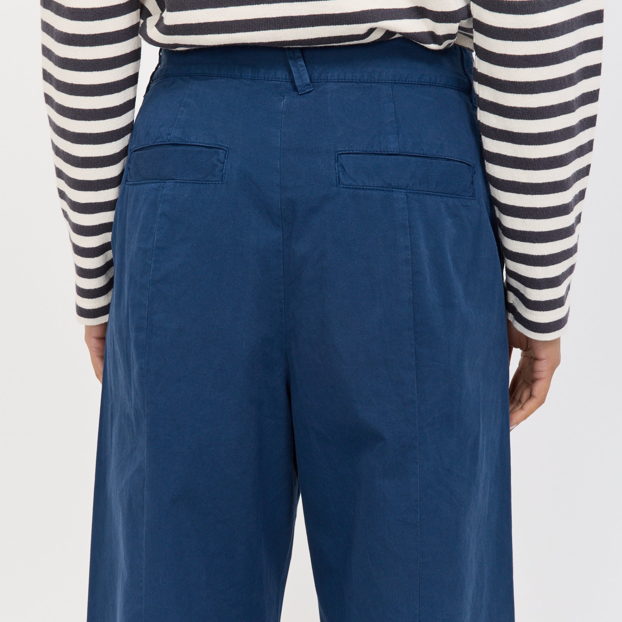 Sculpted Organic Cotton Twill Trousers Mid Blue - Image 6