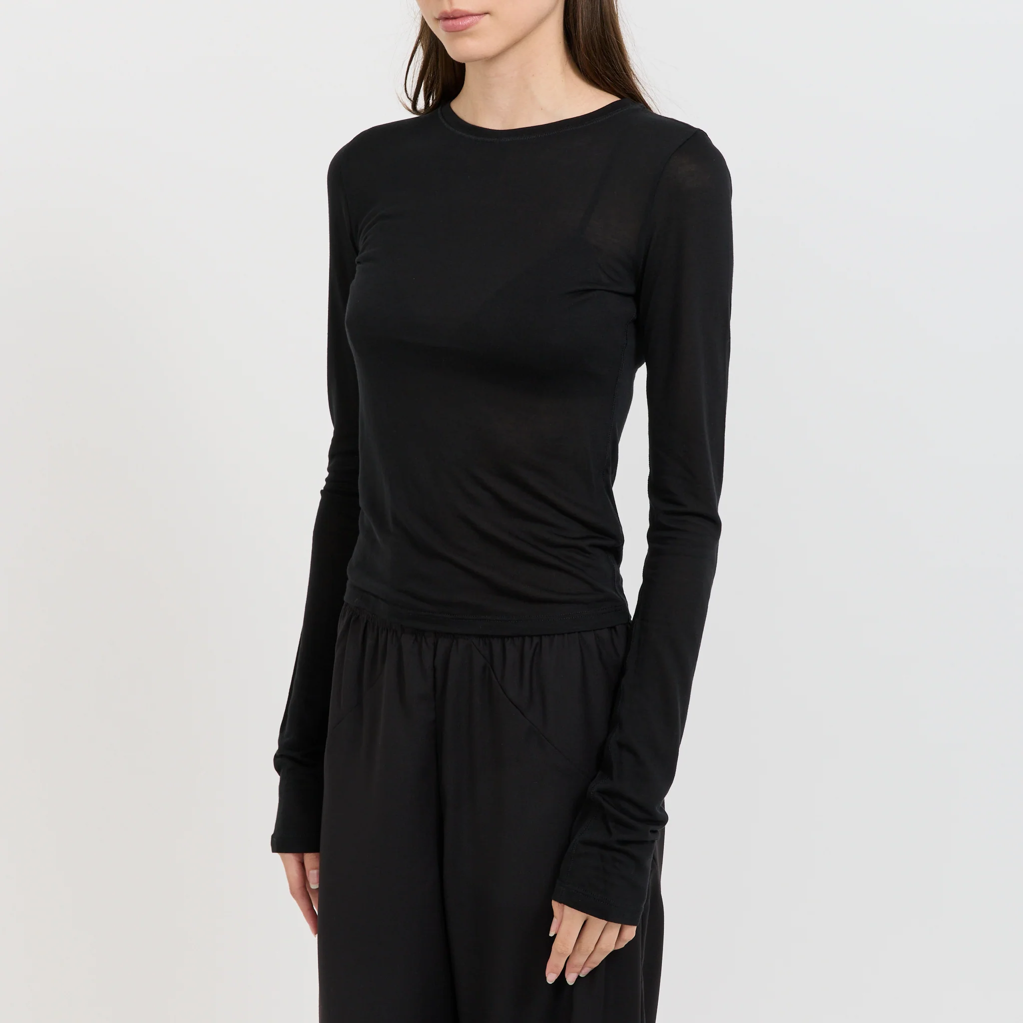 Sheer Long Sleeve Top Black - Image 5