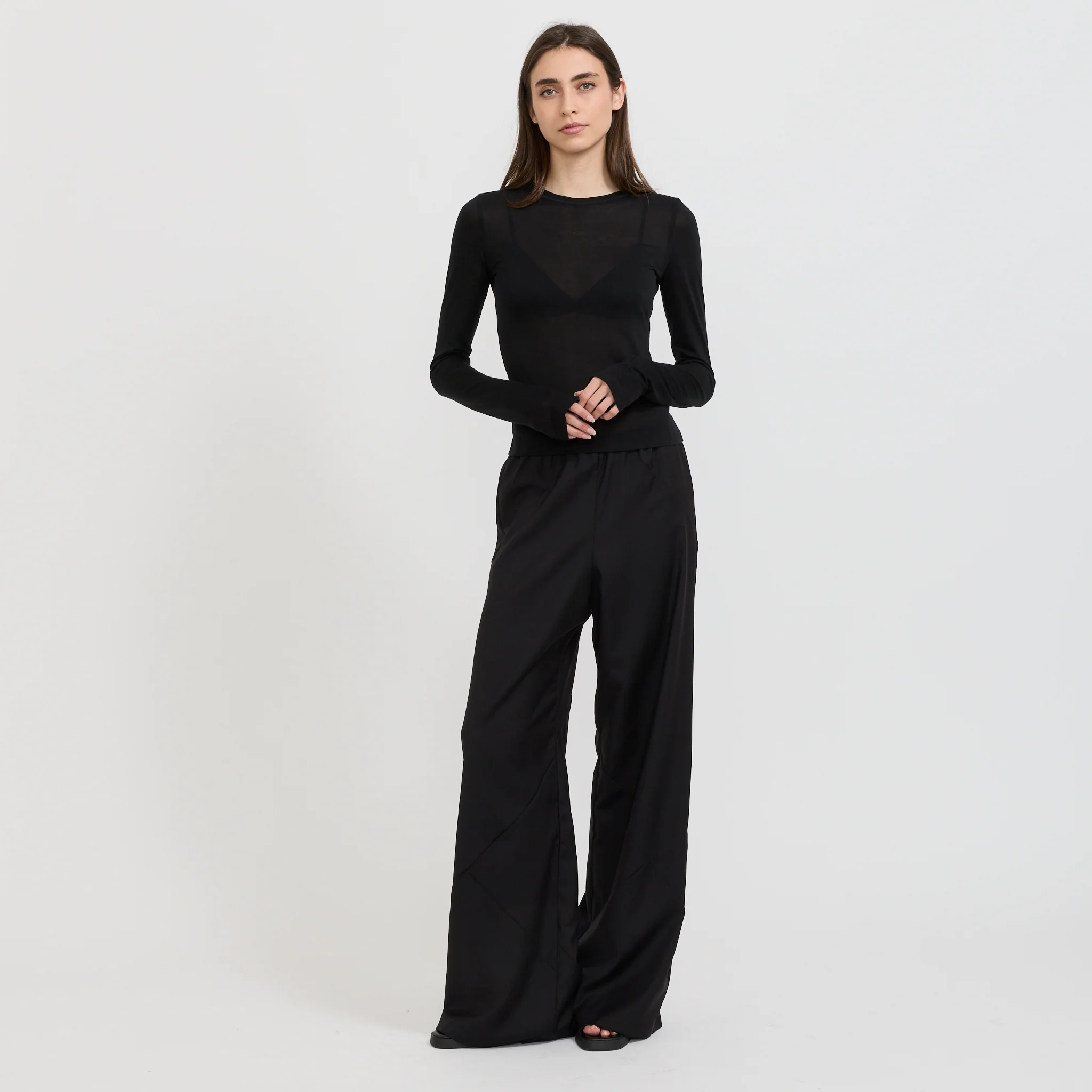 Sheer Long Sleeve Top Black - Image 6