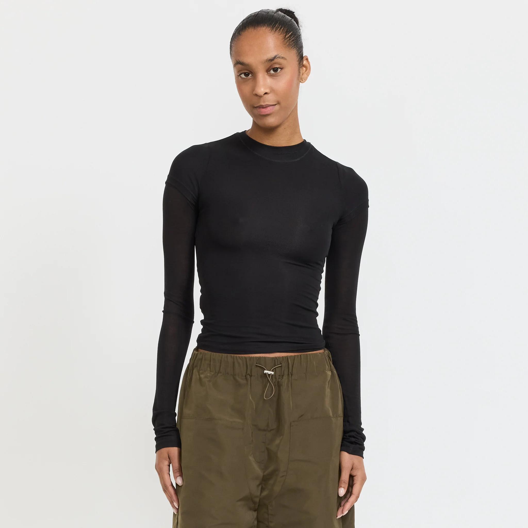 Sheer Long Sleeve Top Black - Image 5