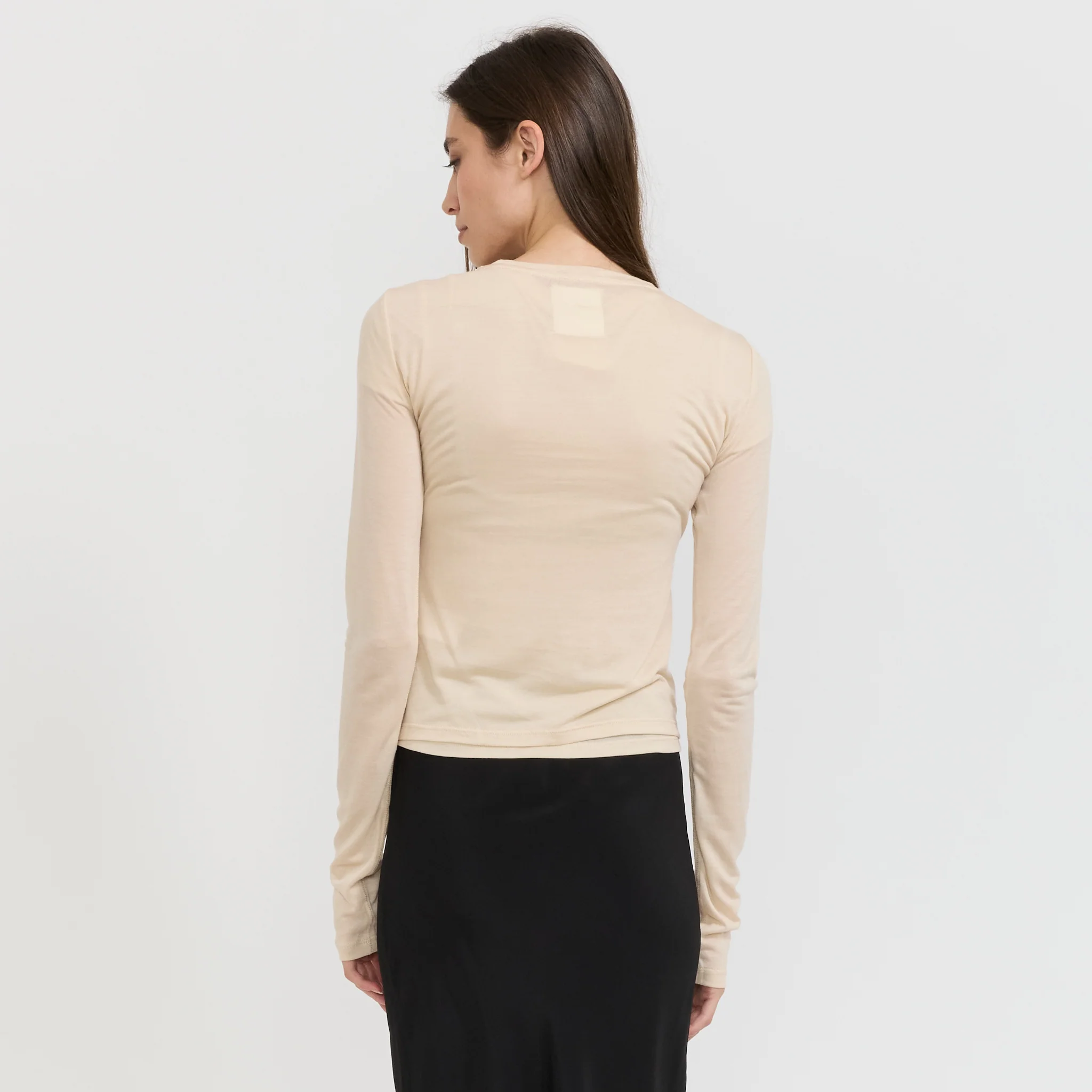 Sheer Long Sleeve Top Cream - Image 4