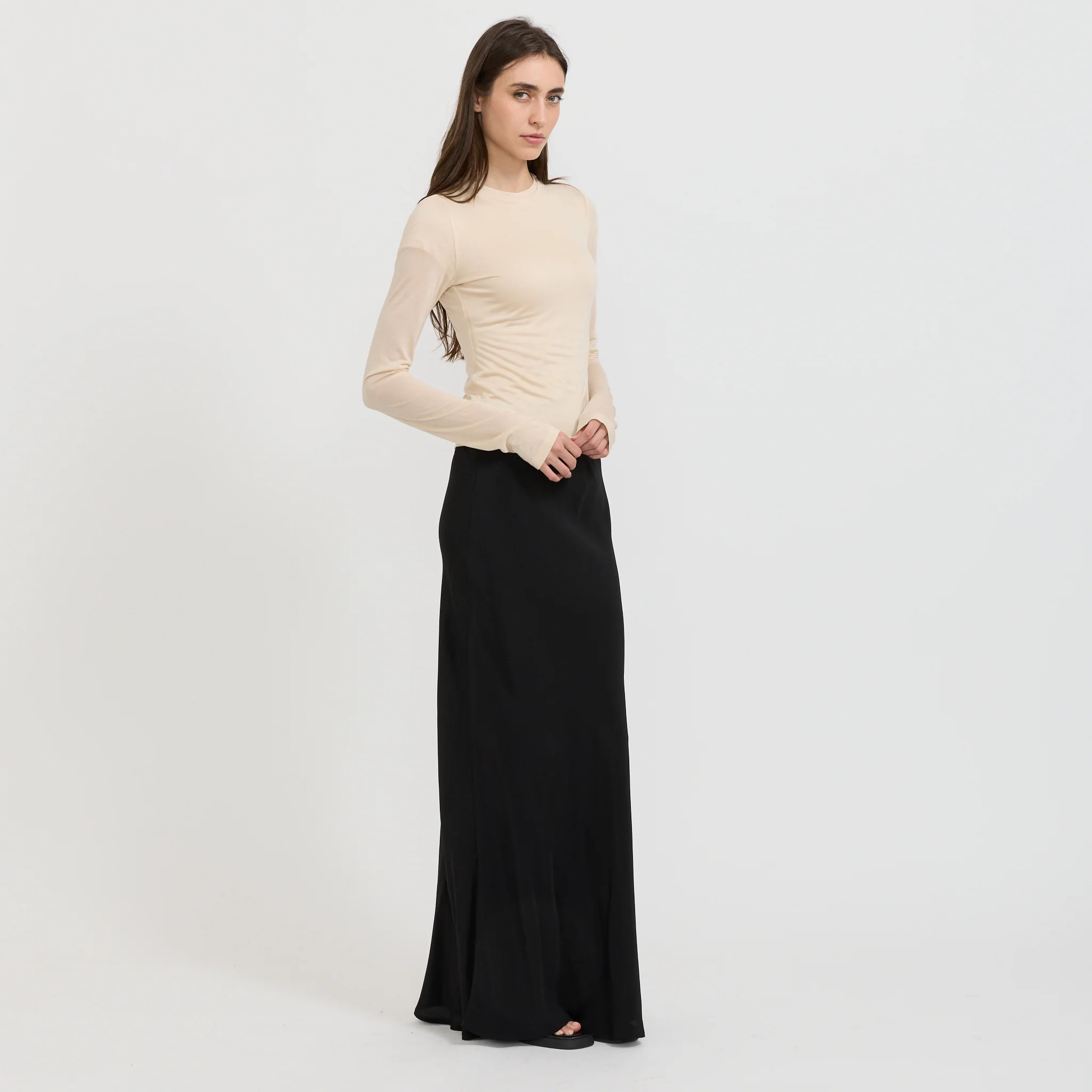 Sheer Long Sleeve Top Cream - Image 7