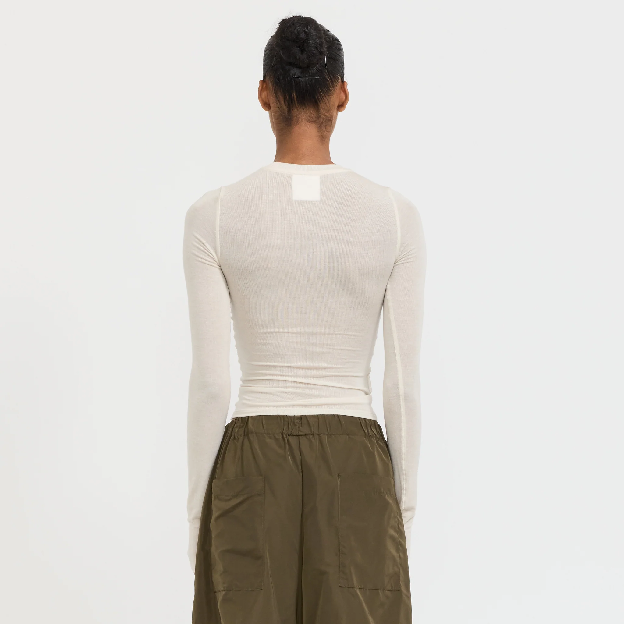 Sheer Long Sleeve Top Cream - Image 5