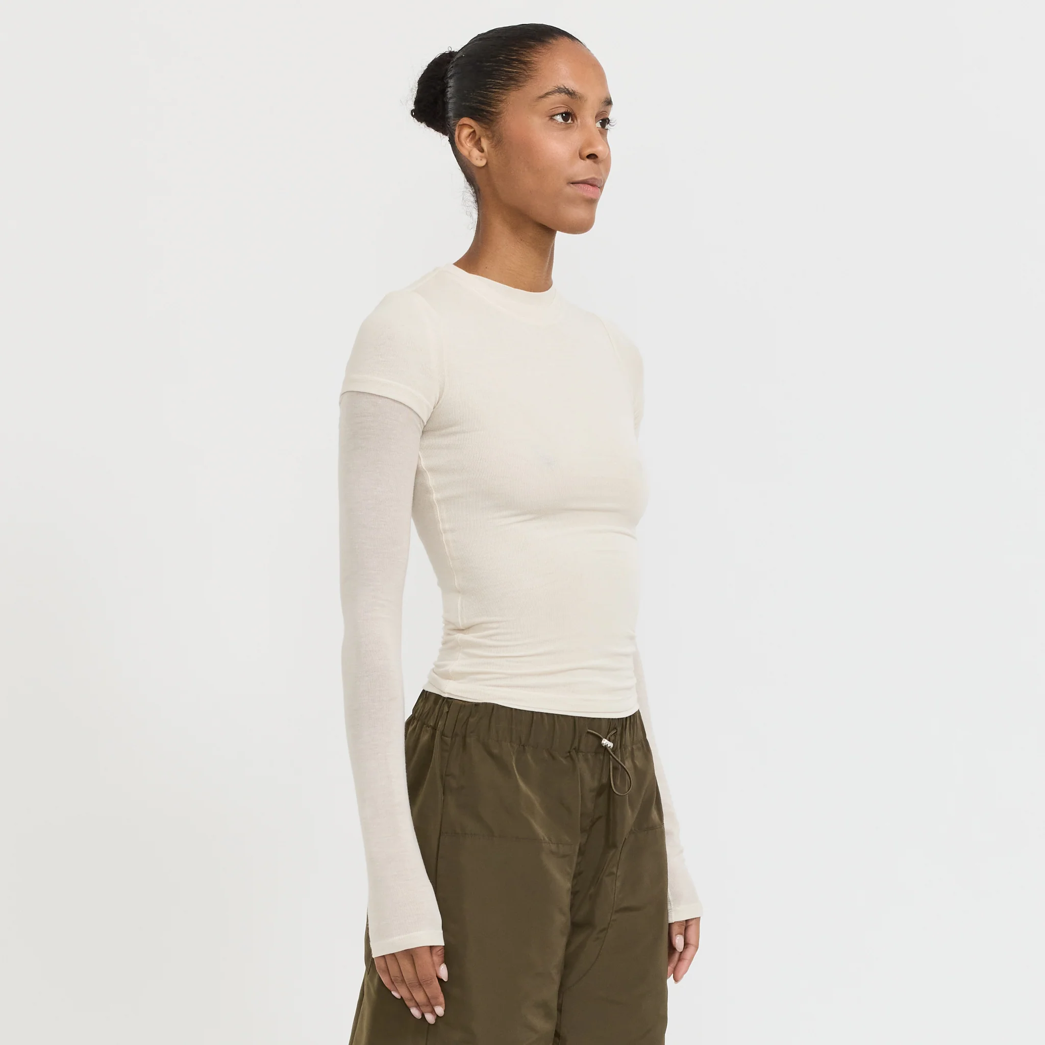 Sheer Long Sleeve Top Cream - Image 7