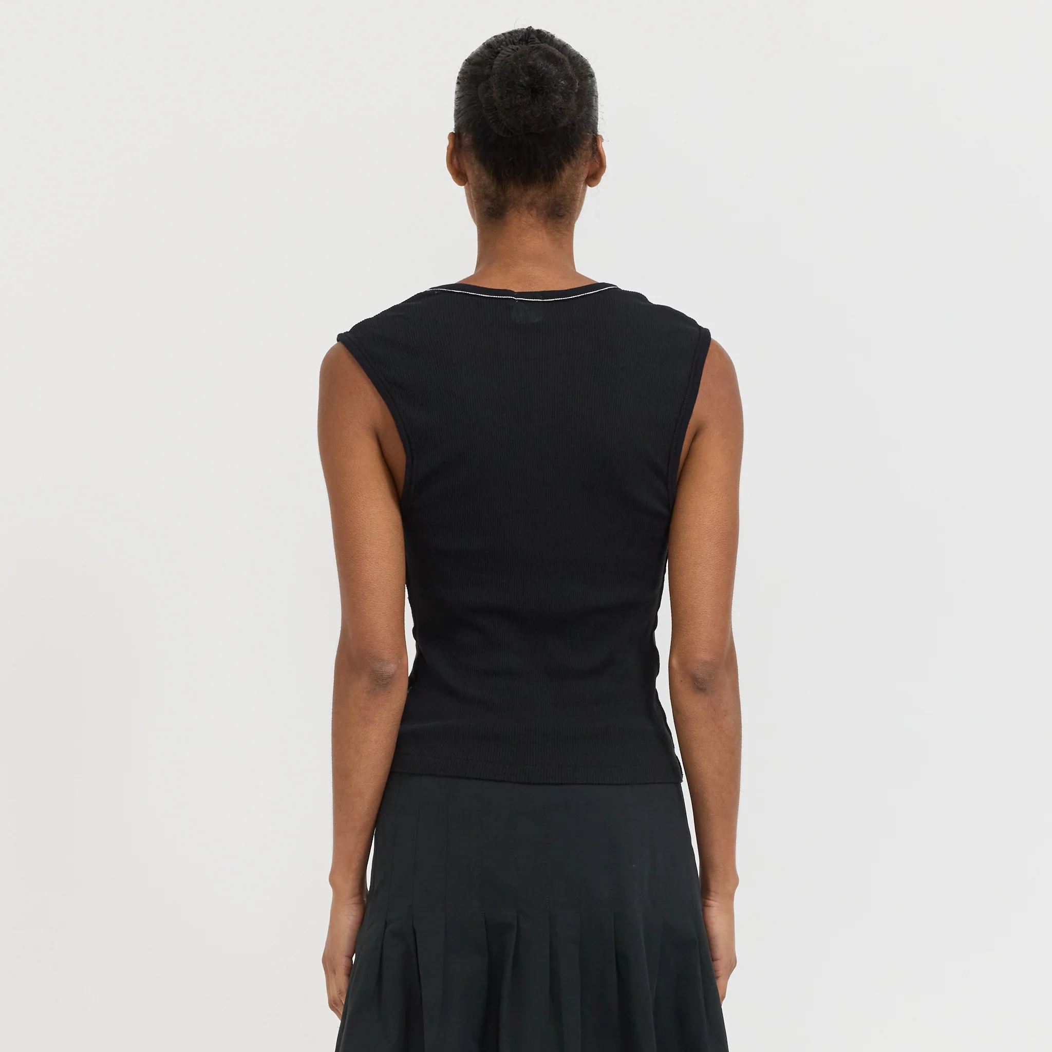 Sheer Rib V-Neck Muscle Tank Black - Image 4