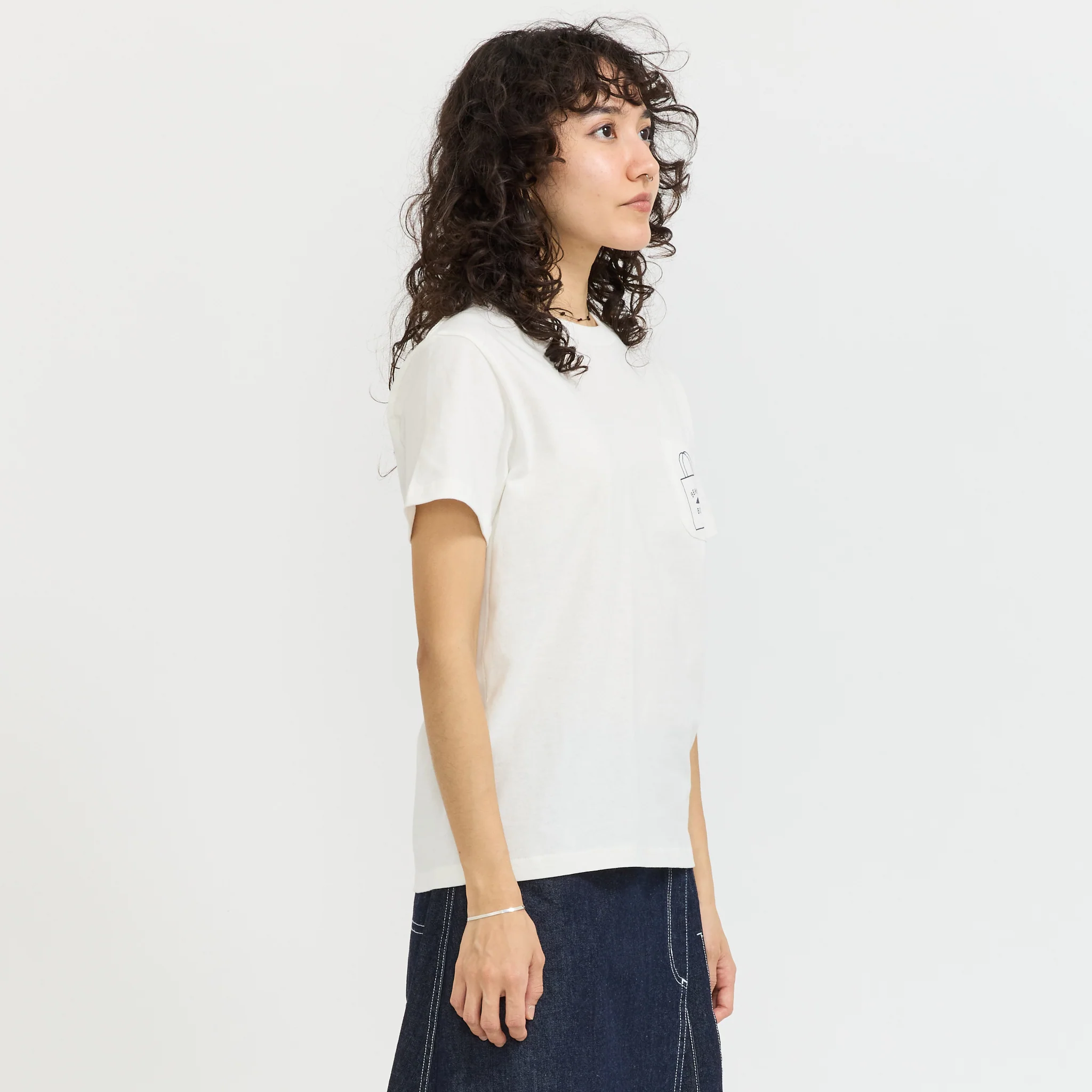Shop Bag Logo Pocket T Shirt White - Image 3