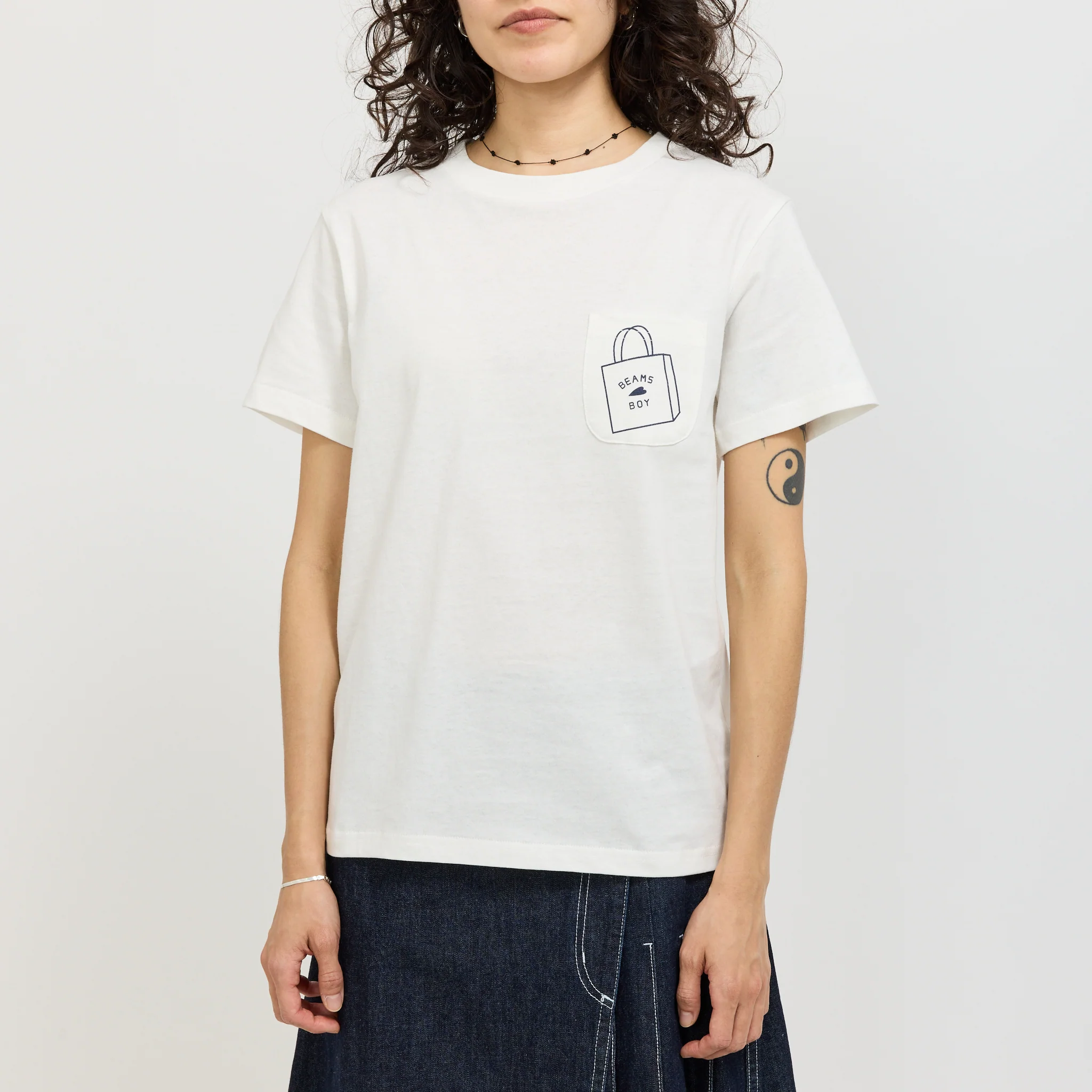 Shop Bag Logo Pocket T Shirt White - Image 5