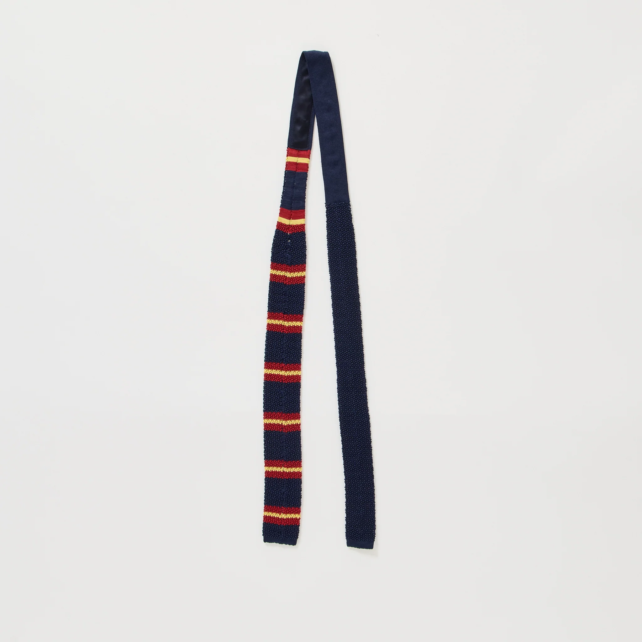 Silk Knit Tie Stripe Navy - Image 2