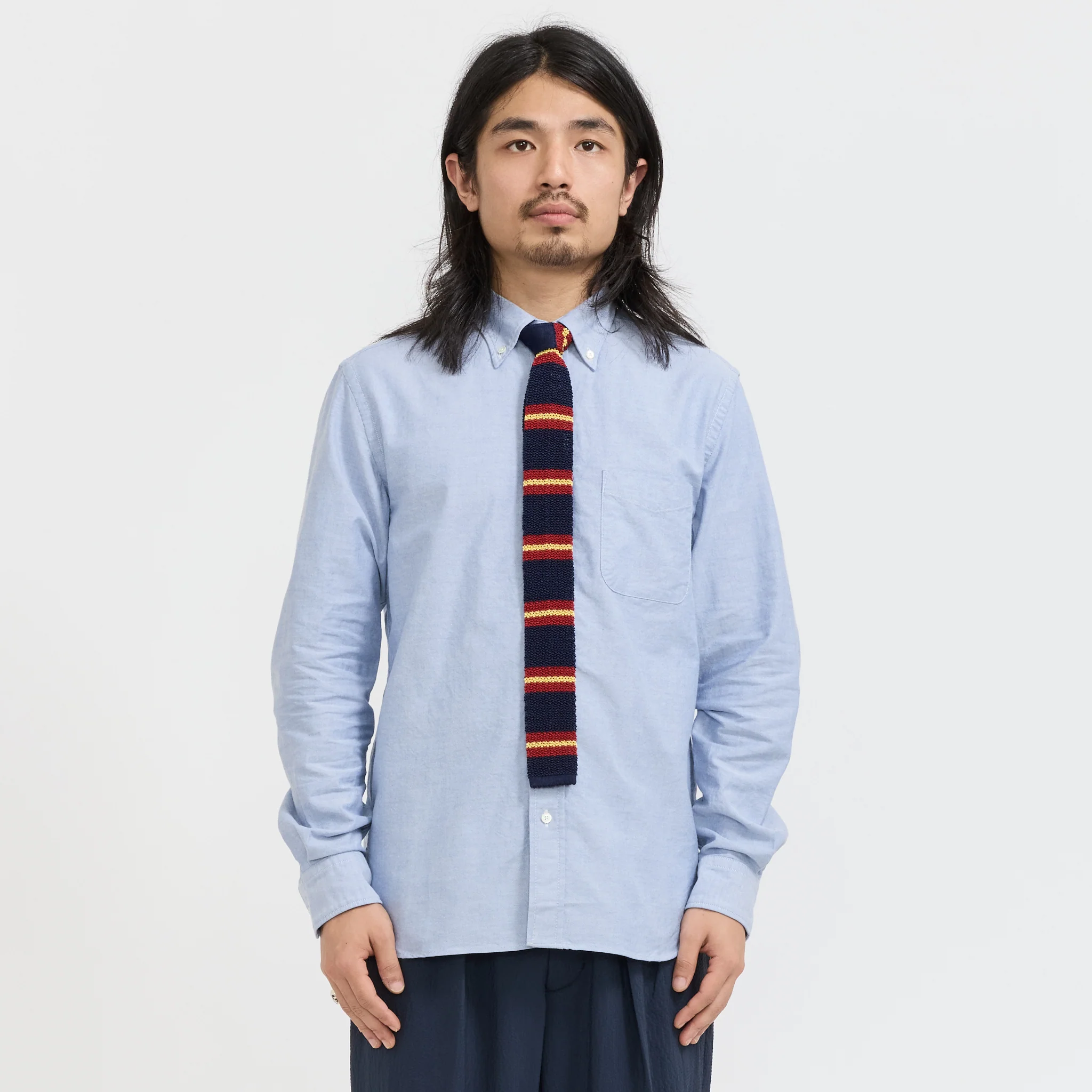 Silk Knit Tie Stripe Navy - Image 4