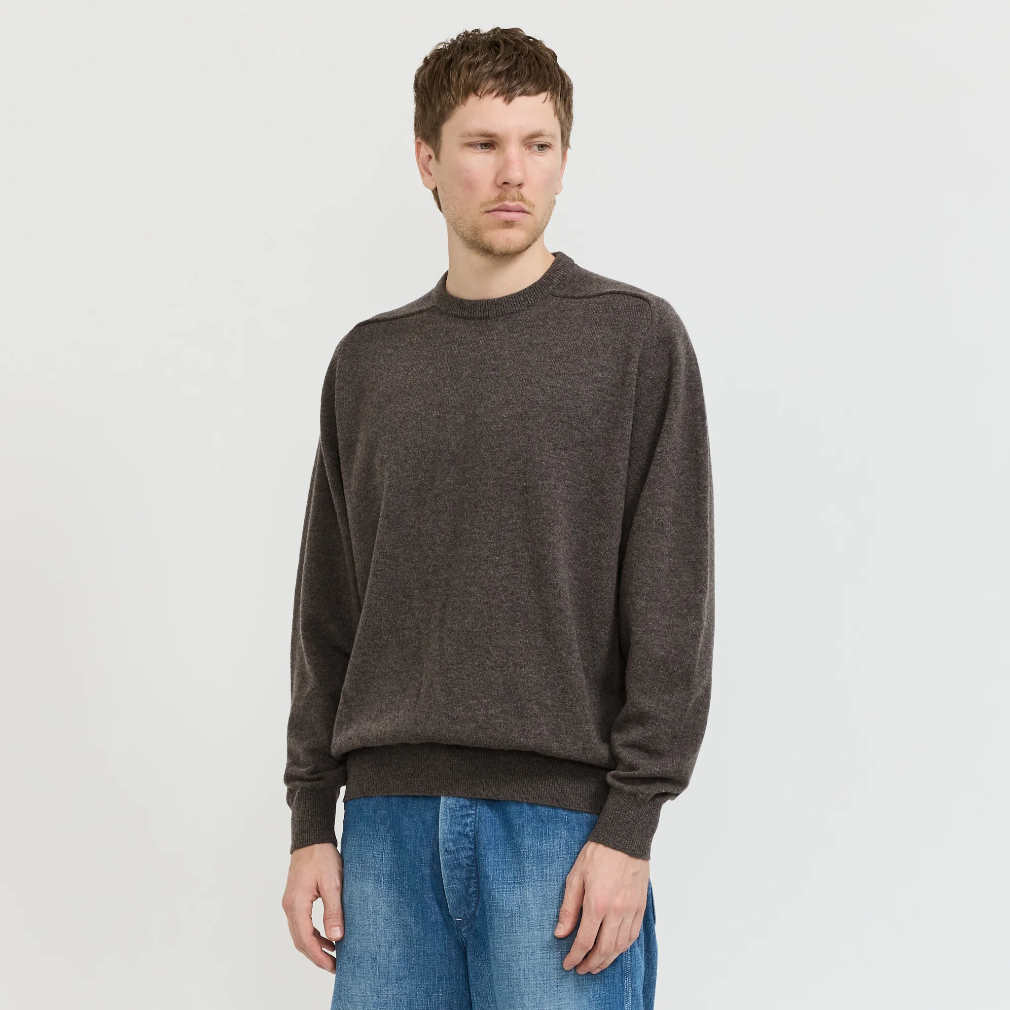 Simple Crew Neck Sweater Brown
