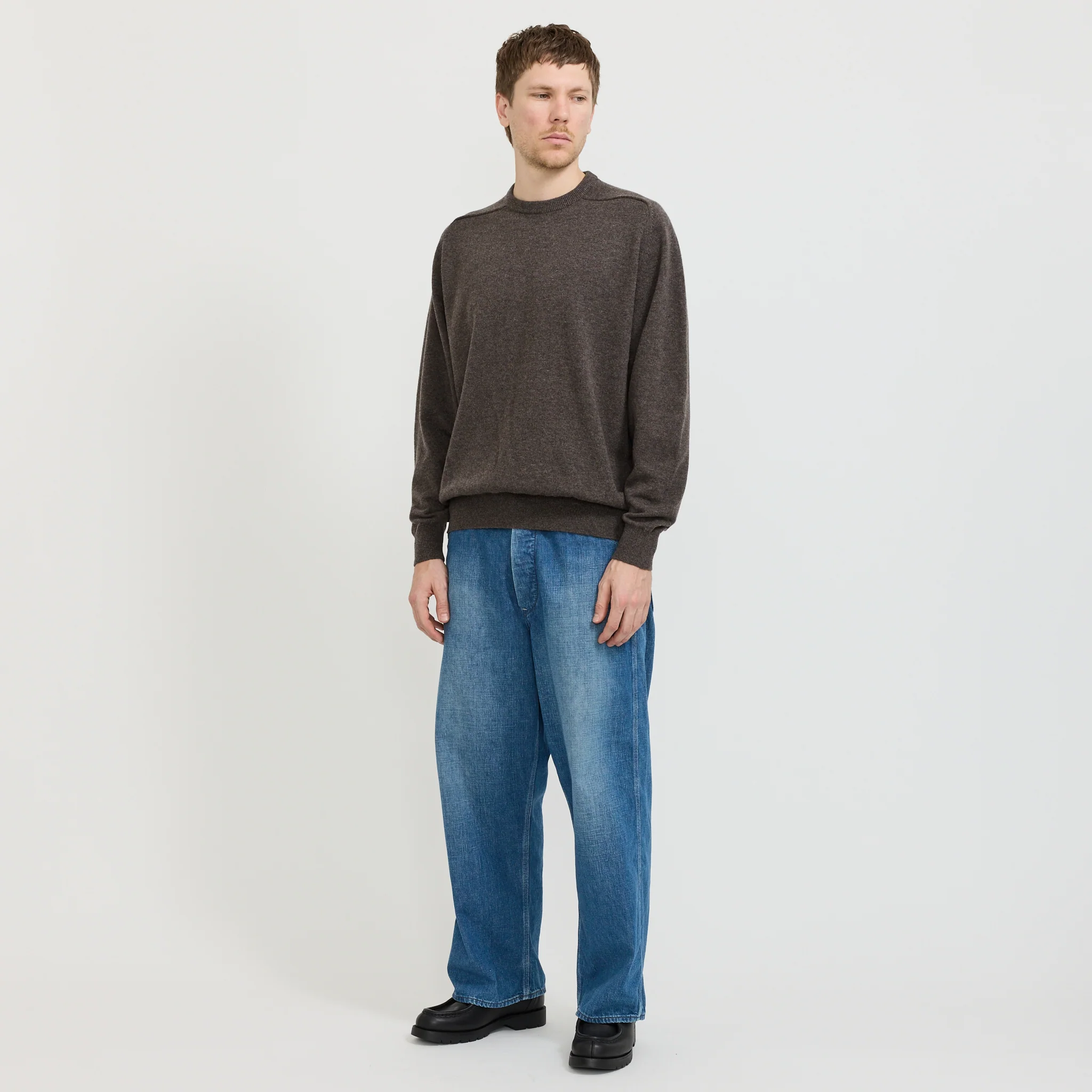 Simple Crew Neck Sweater Brown - Image 2
