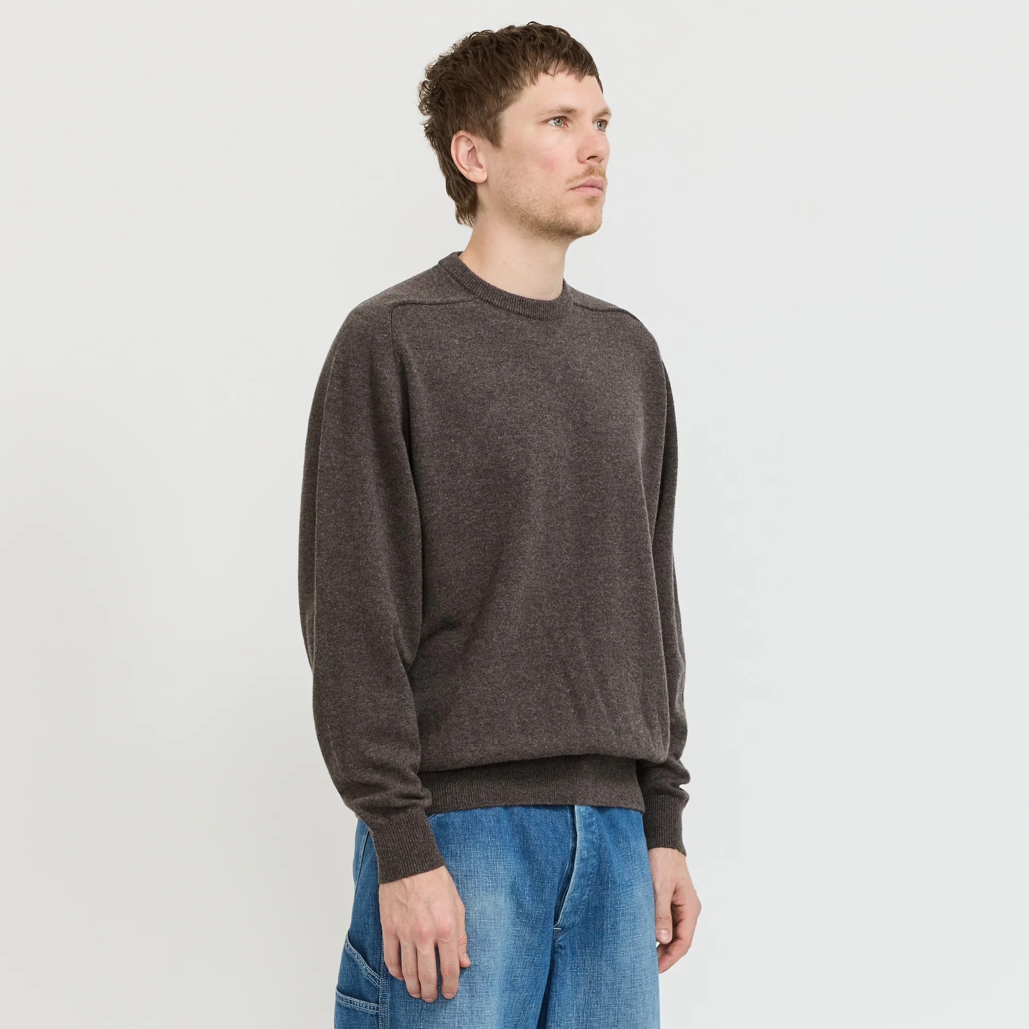 Simple Crew Neck Sweater Brown - Image 3