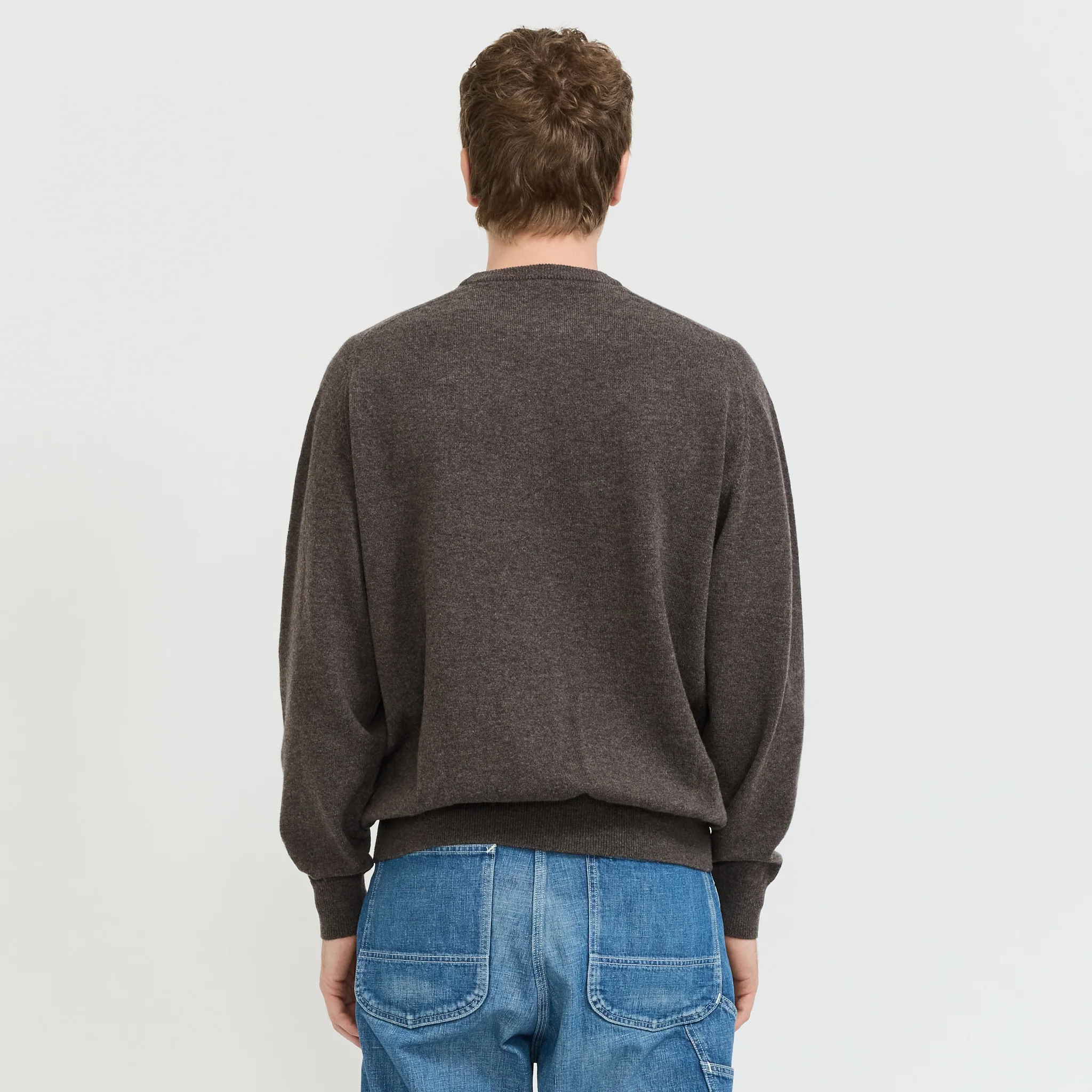 Simple Crew Neck Sweater Brown - Image 4