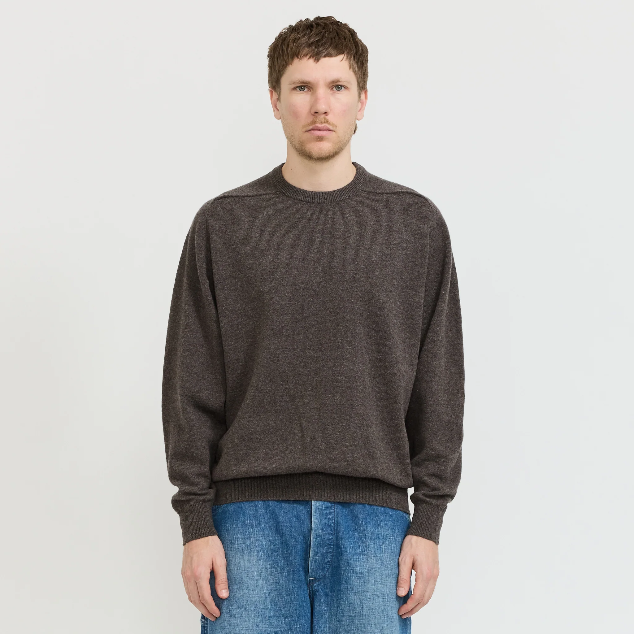 Simple Crew Neck Sweater Brown - Image 6