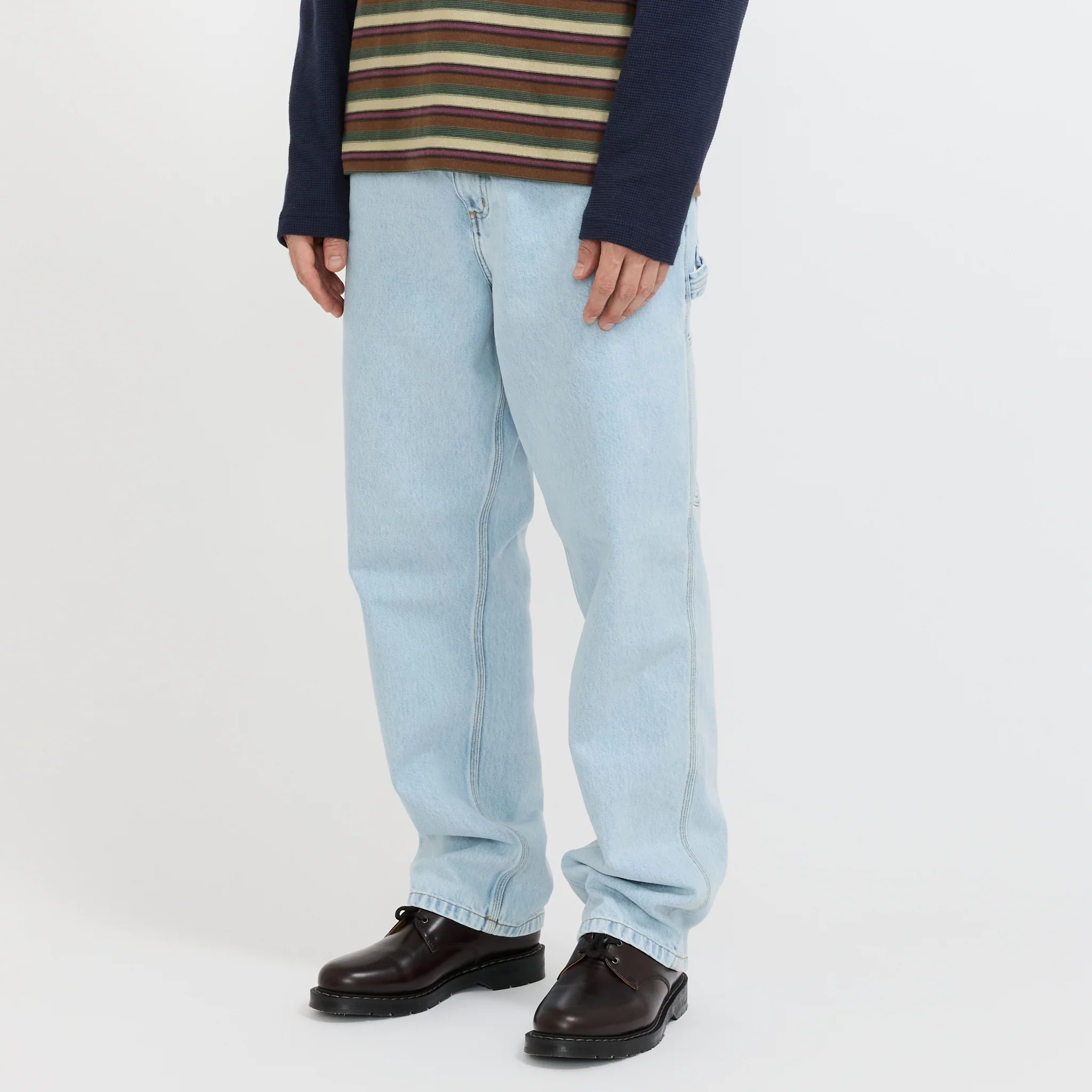 Single Knee Pant Blue Heavy Stone Bleach