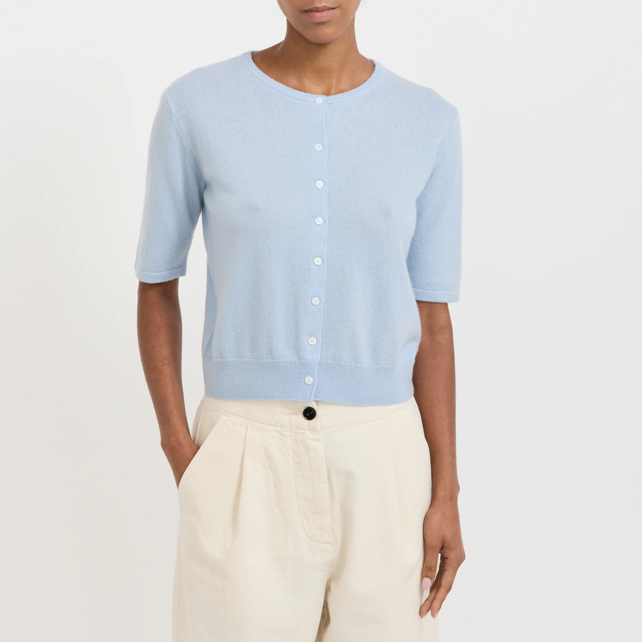 Sirma Short Sleeve Cardigan Sky - Image 5