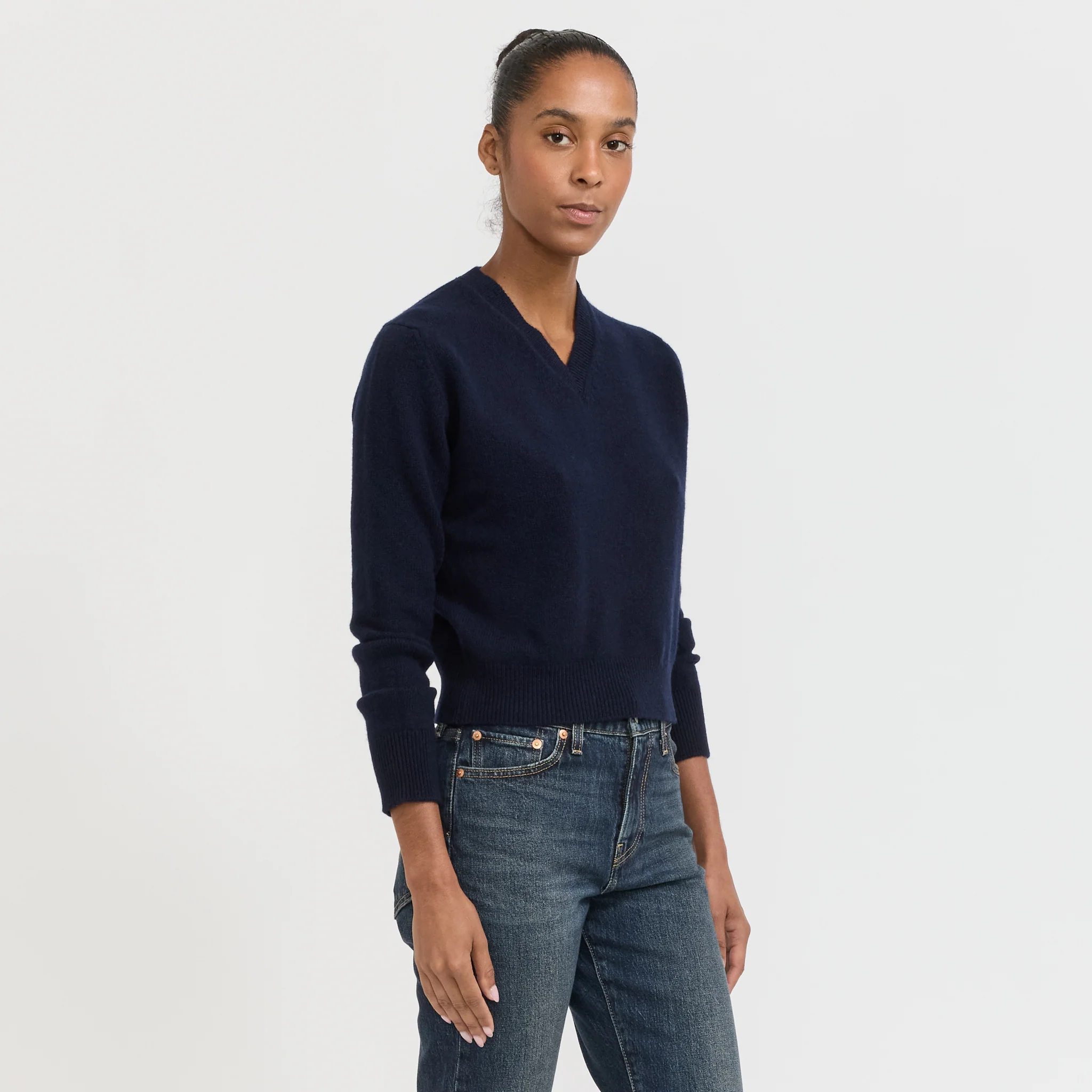 Sligo Shrunken V-Neck Navy - Image 3