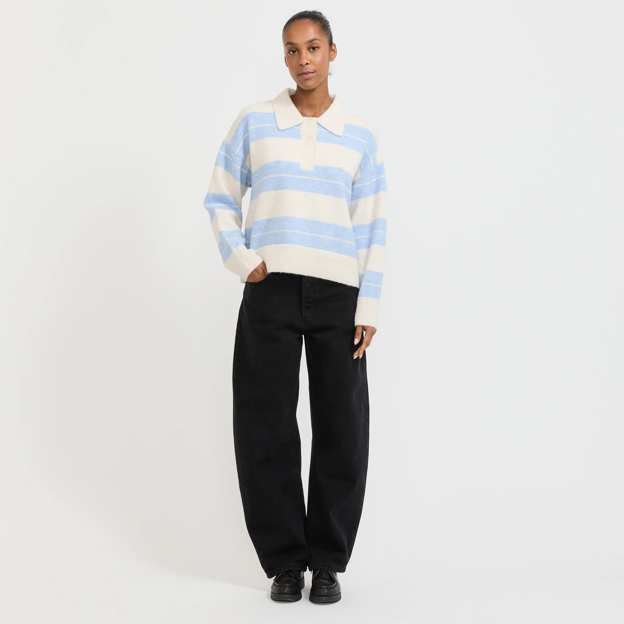 Sofia Stripe Polo Soft Blue - Image 2