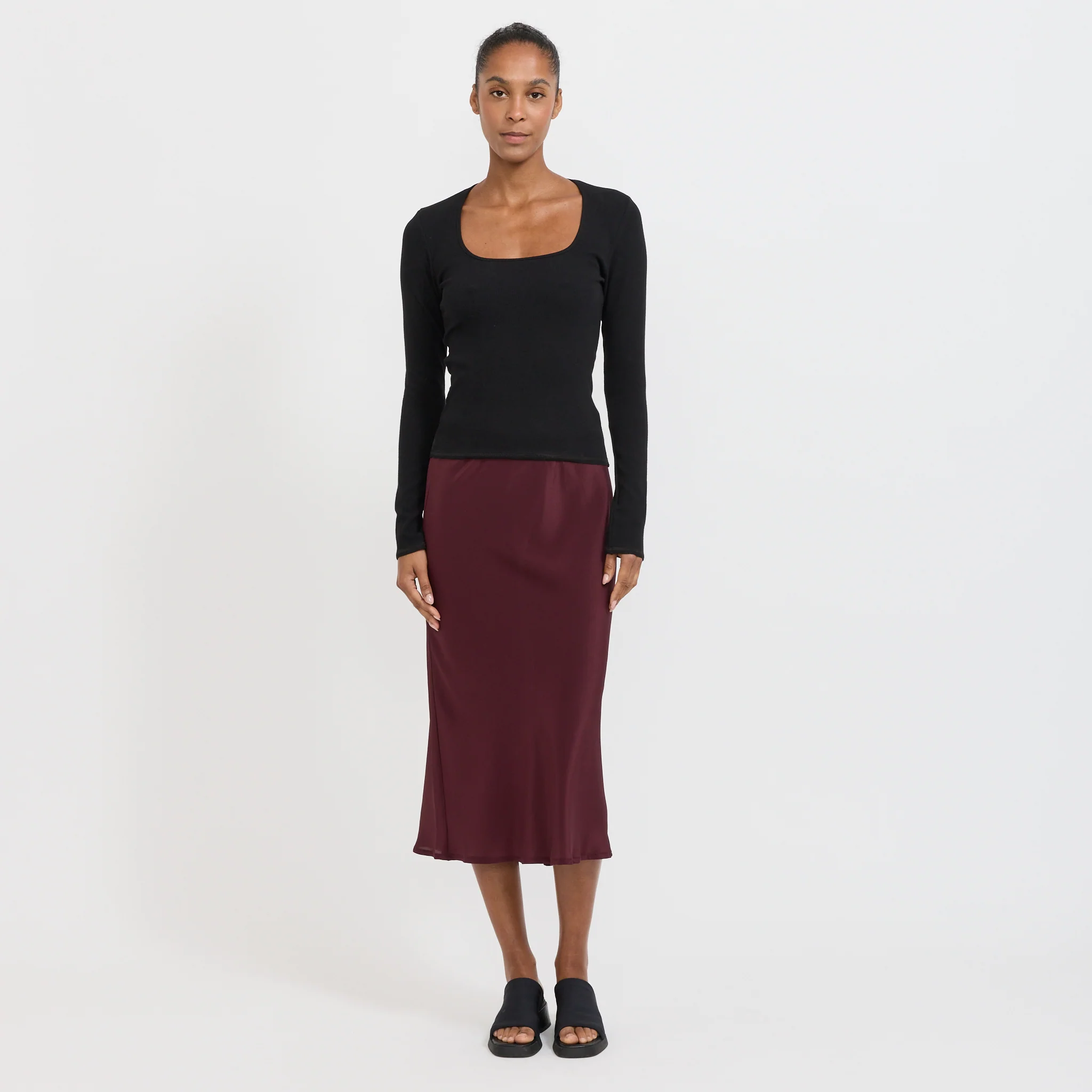 Square Neck L/S Top Black - Image 2