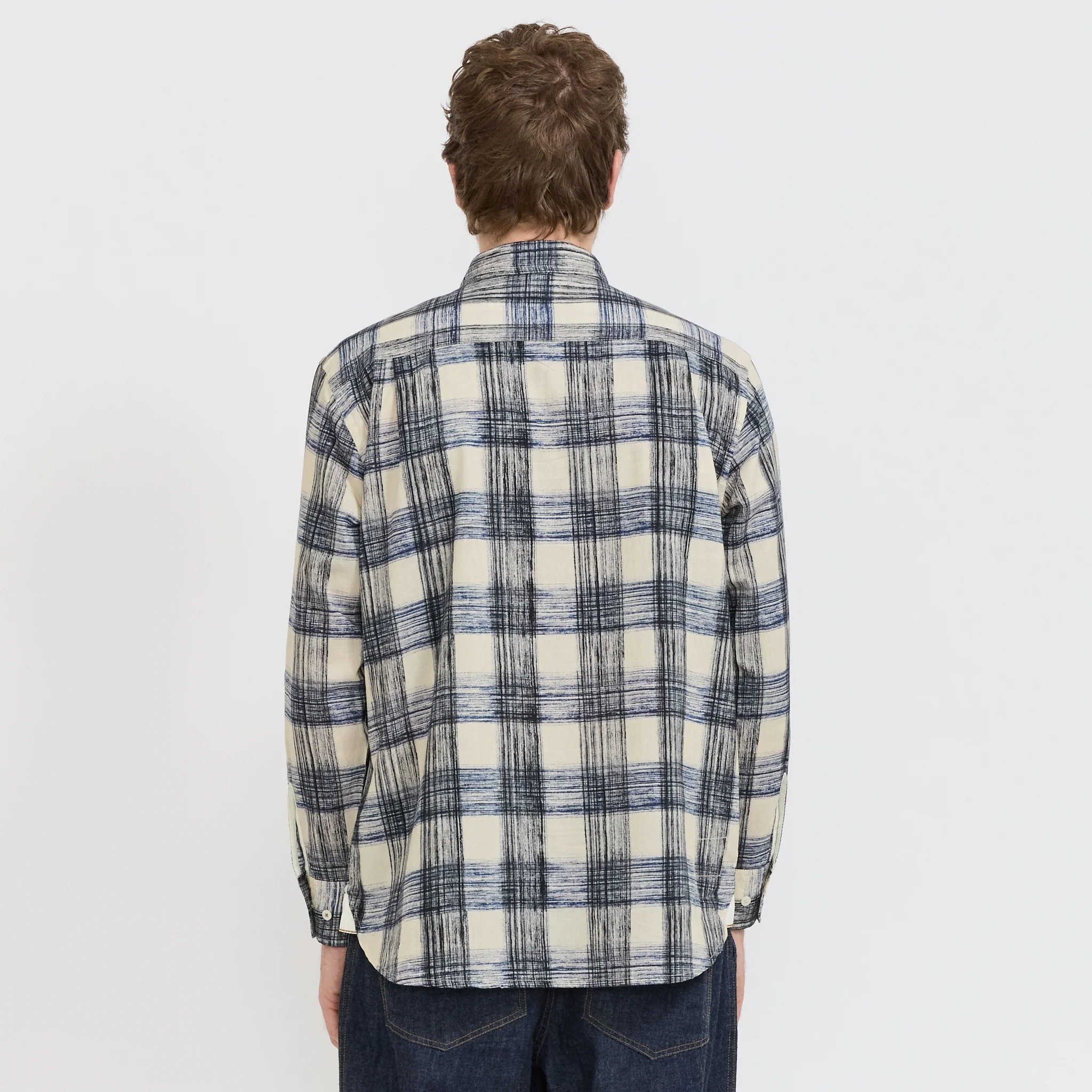 Square Pocket Shirt Window Panes Navy - Image 4