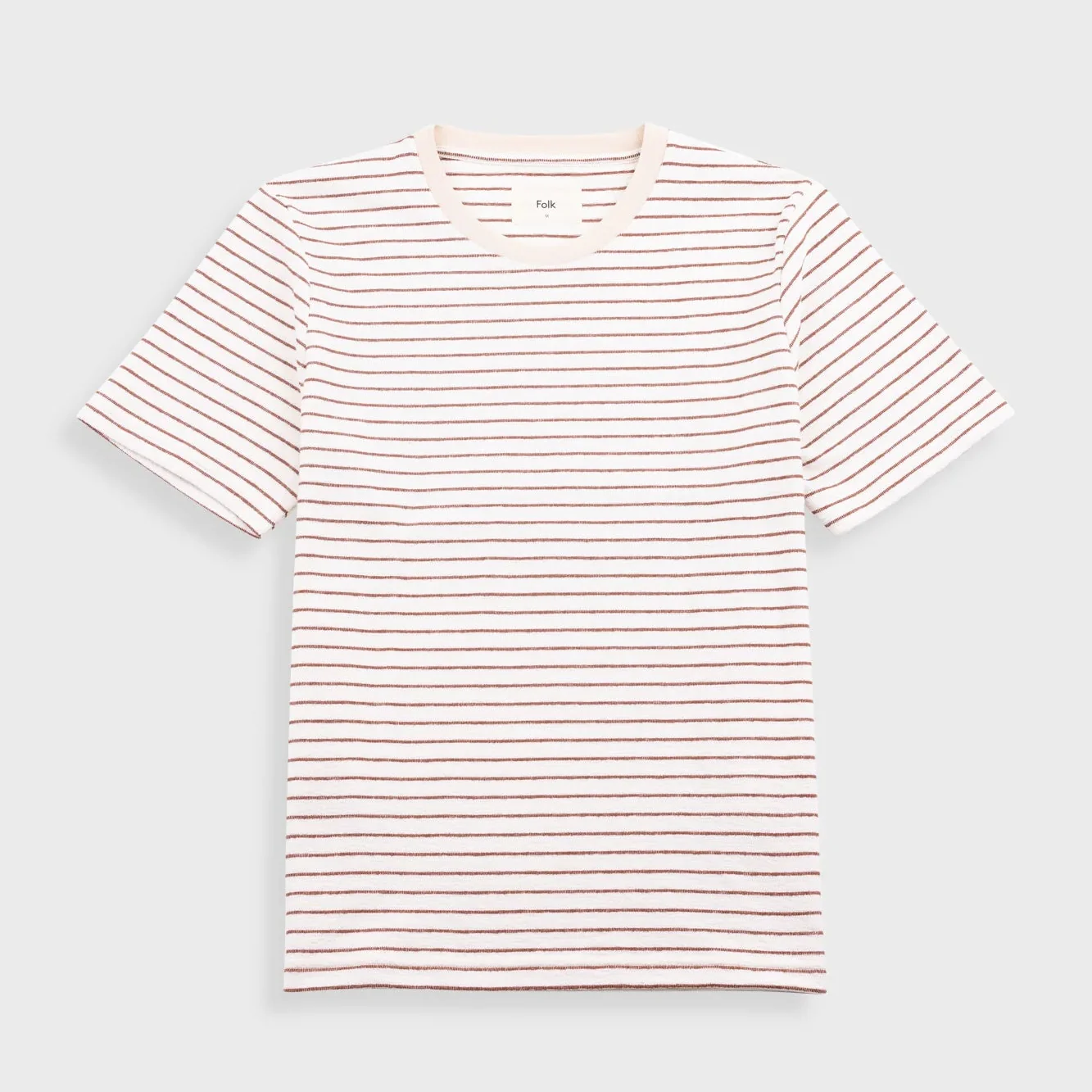 SS Textured Stripe T-Shirt Ecru/Burnt Red - Image 7