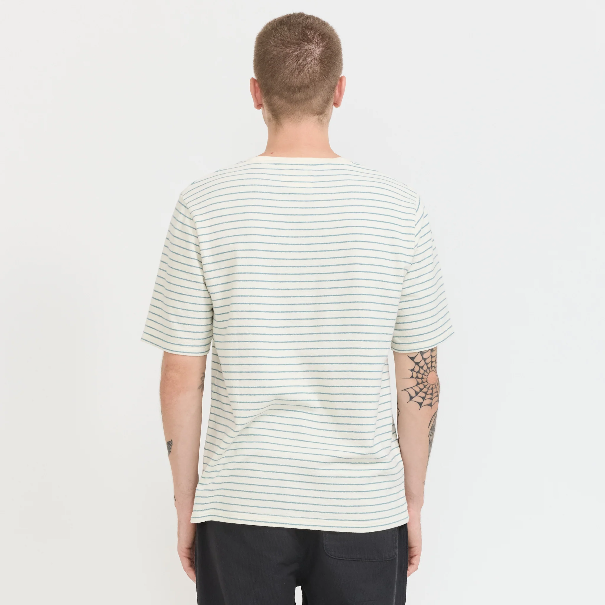 SS Textured Stripe T-Shirt Ecru/Misty Green - Image 4