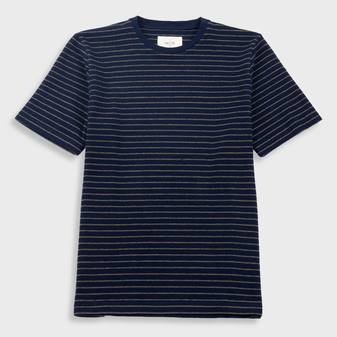 SS Textured Stripe T-Shirt Navy/Olive - Image 7