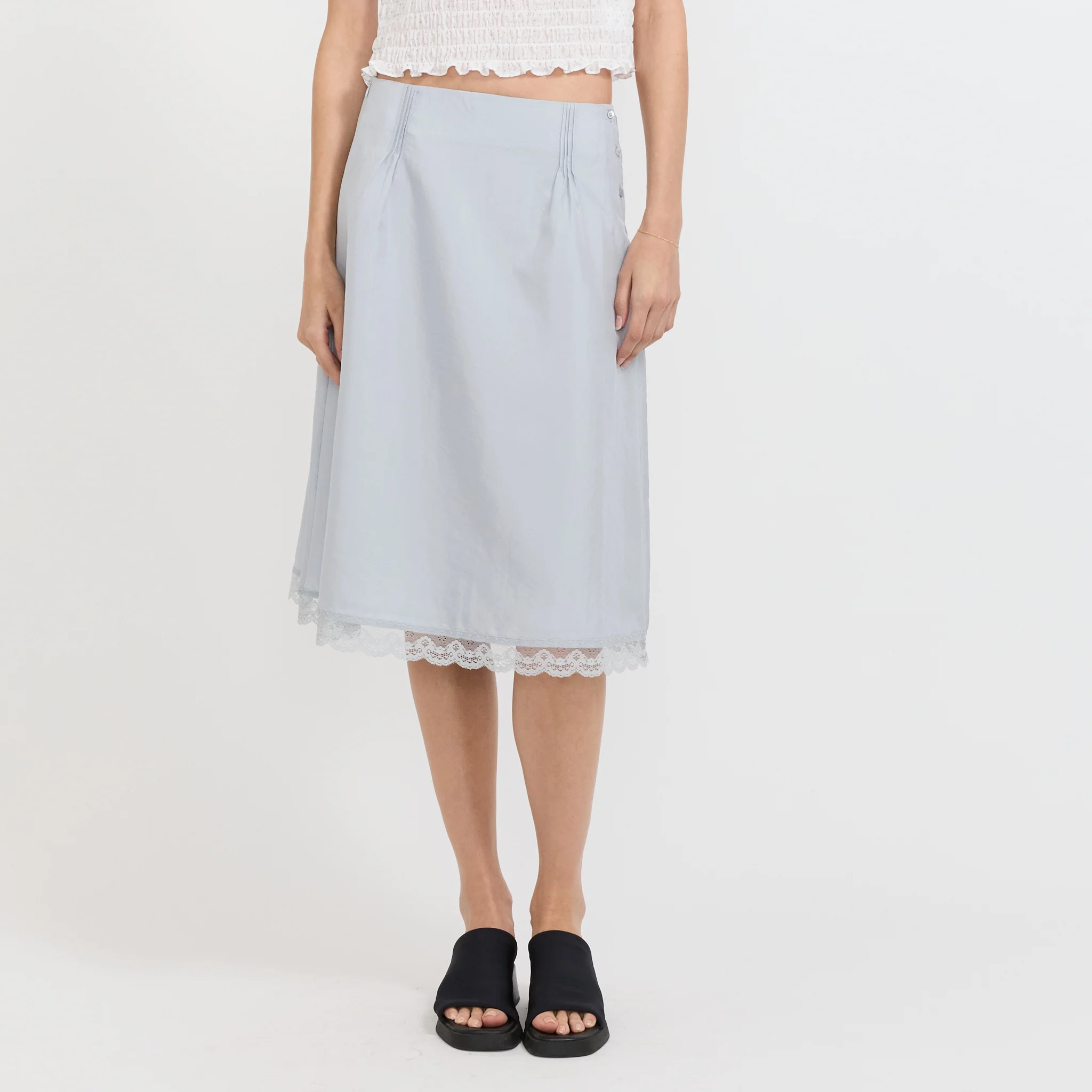 Stitch Lace Detail Skirt Light Blue - Image 10