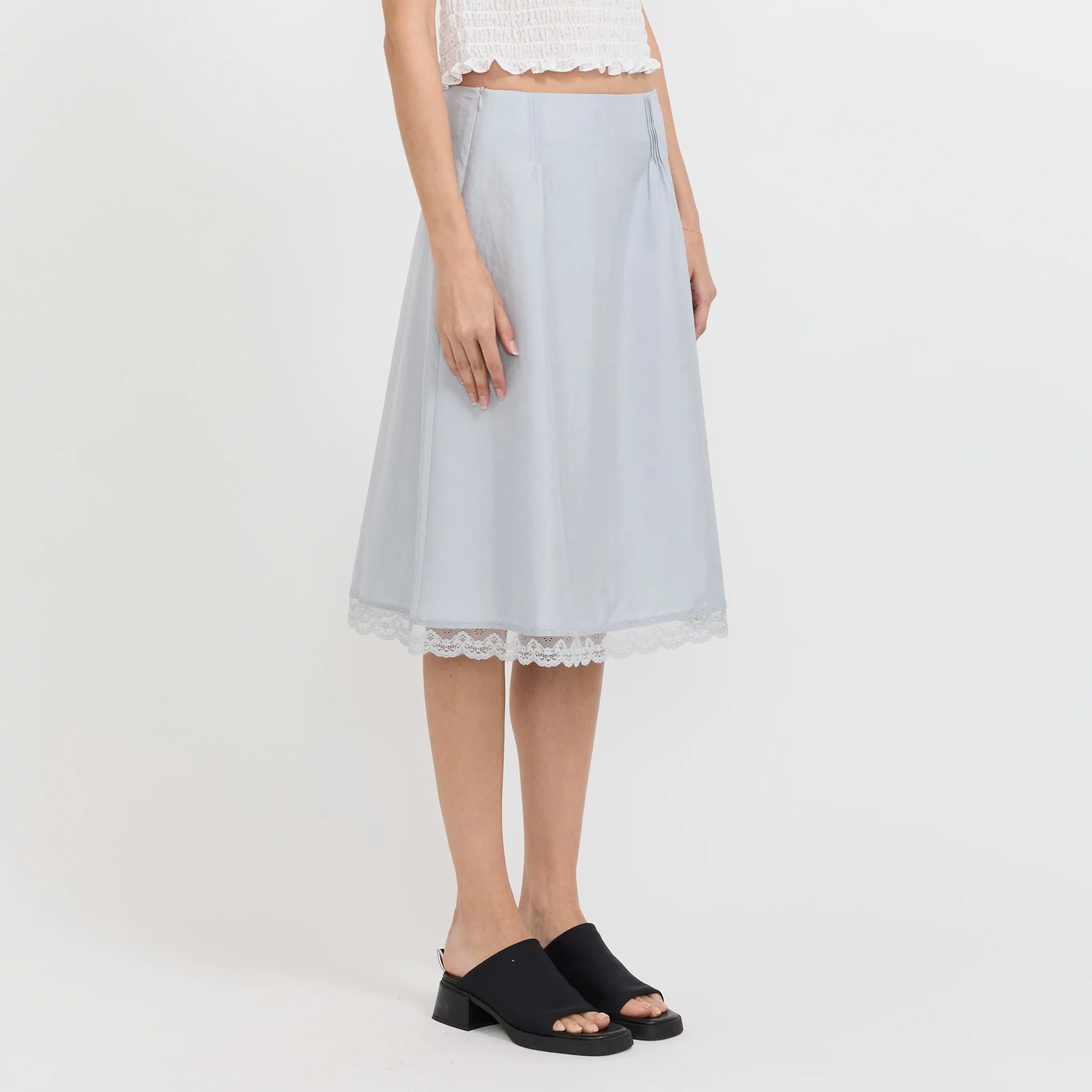Stitch Lace Detail Skirt Light Blue - Image 3