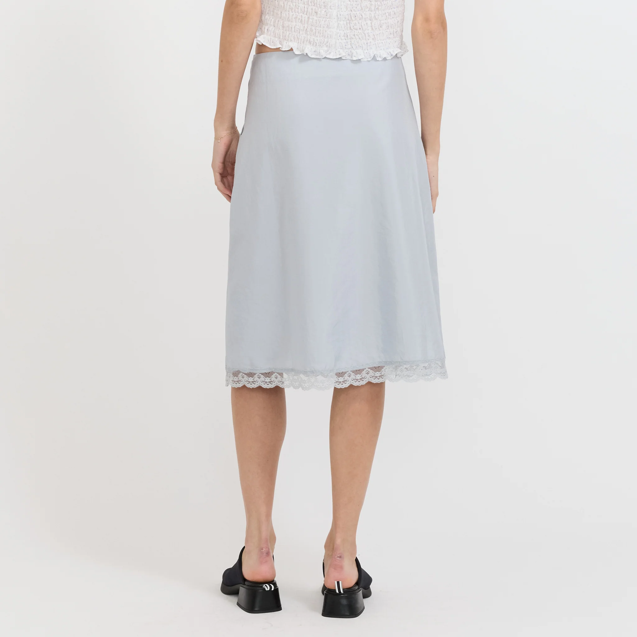 Stitch Lace Detail Skirt Light Blue - Image 4