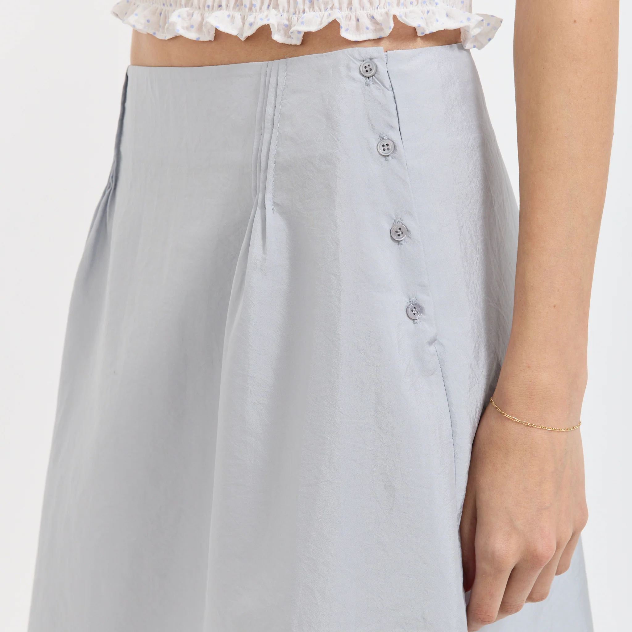 Stitch Lace Detail Skirt Light Blue - Image 7
